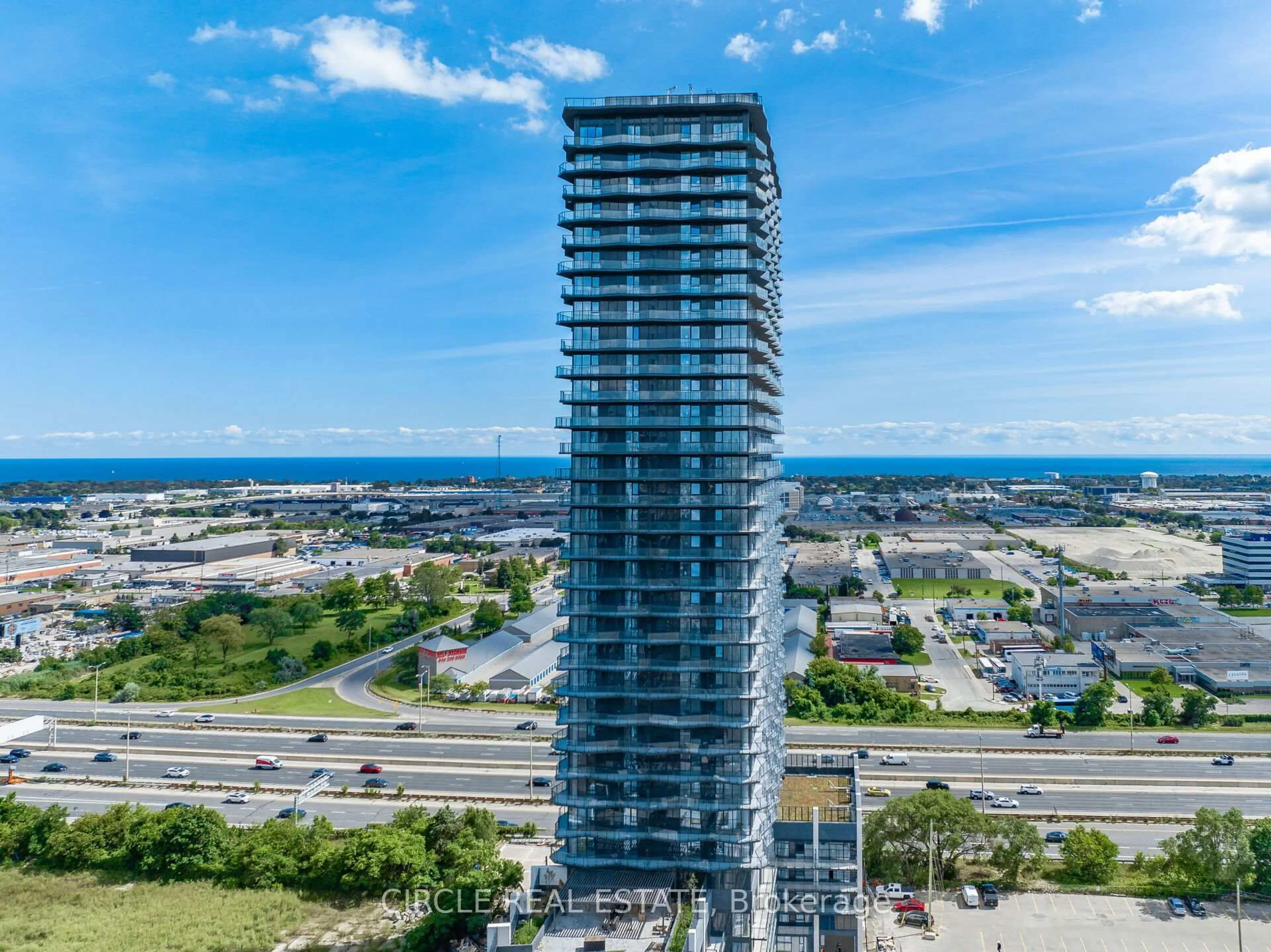 A pic from outside/outdoor area/front of a property/back of a property/a pic from drone, city buildings view from balcony for 36 Zorra St #2202, Toronto Ontario M8Z 0G5