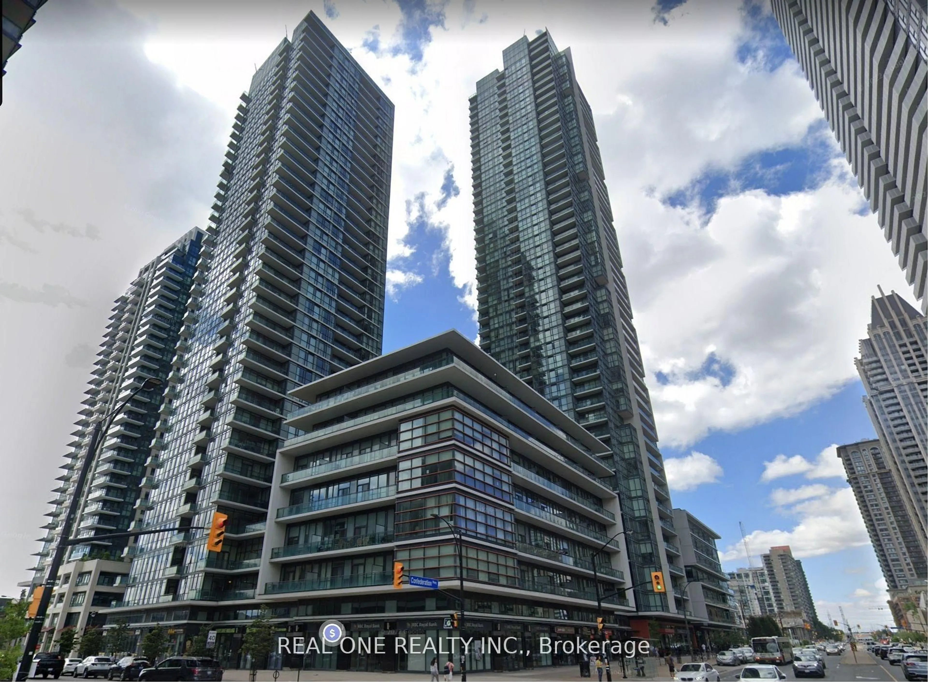 A pic from outside/outdoor area/front of a property/back of a property/a pic from drone, city buildings view from balcony for 4070 Confederation Pkwy #2004, Mississauga Ontario L5B 0E9