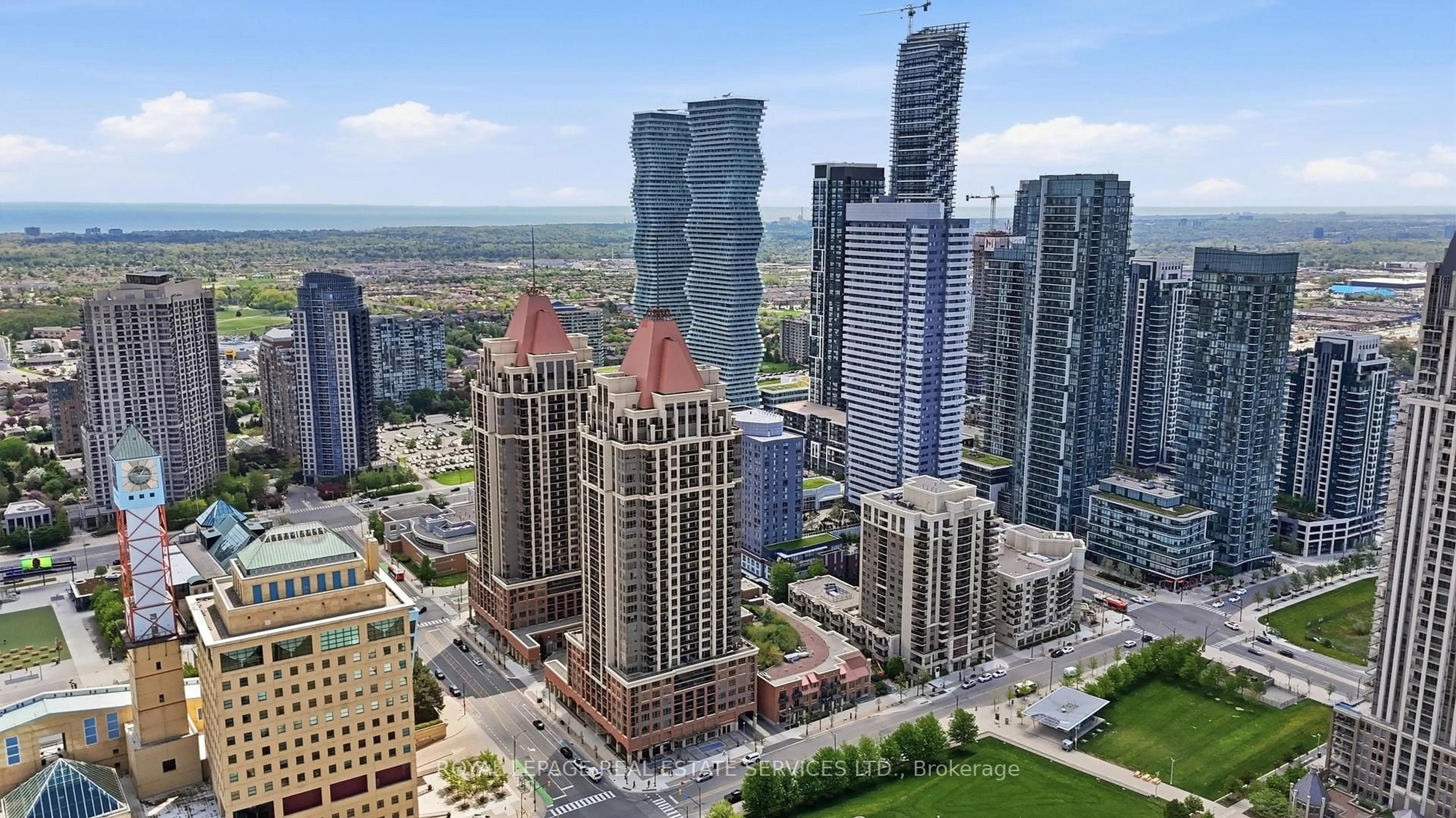 A pic from outside/outdoor area/front of a property/back of a property/a pic from drone, city buildings view from balcony for 4090 Living Arts Dr #808, Mississauga Ontario L5B 4M8