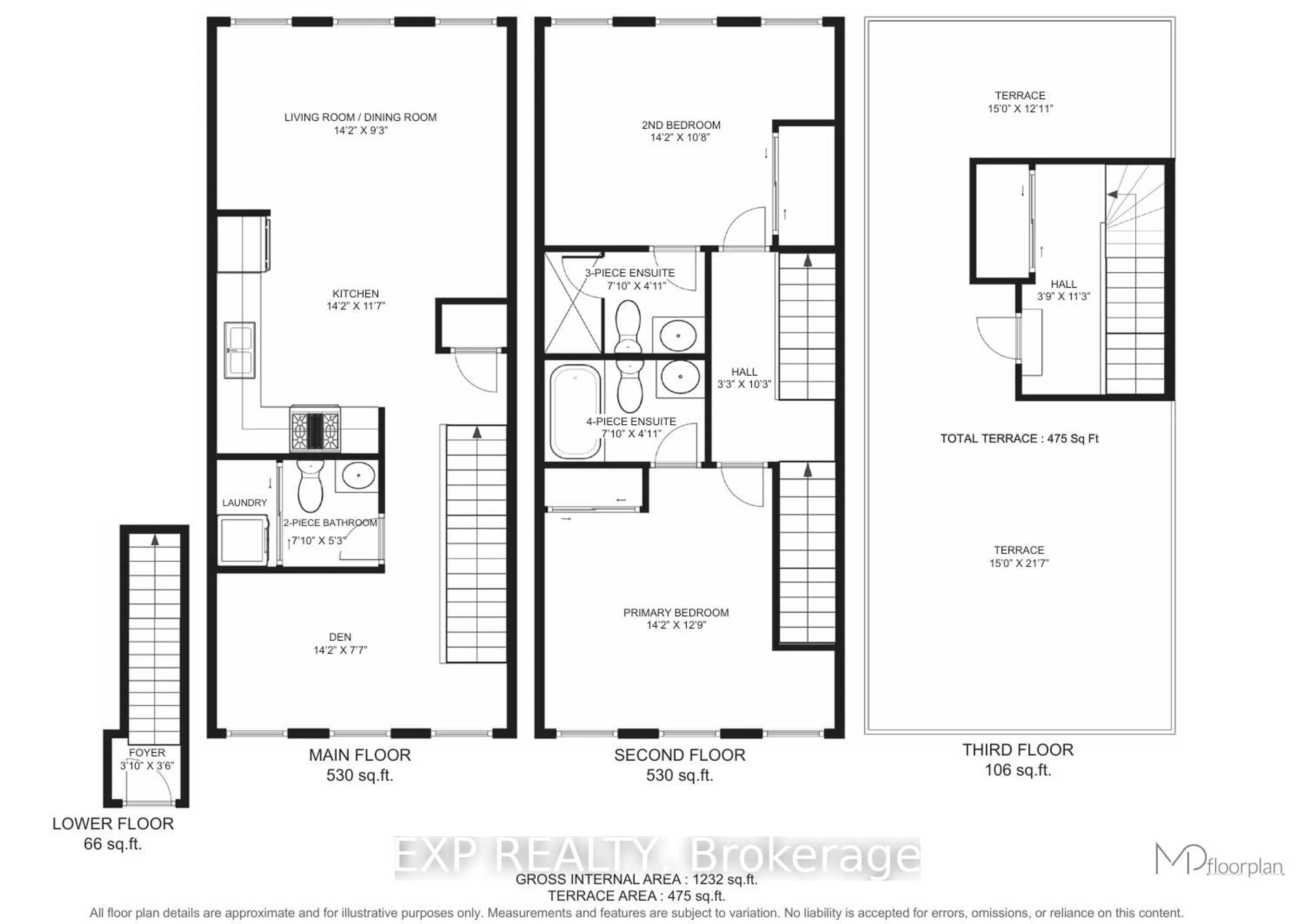 Floor plan for 60 Winston Park Blvd #66, Toronto Ontario M3K 0A4