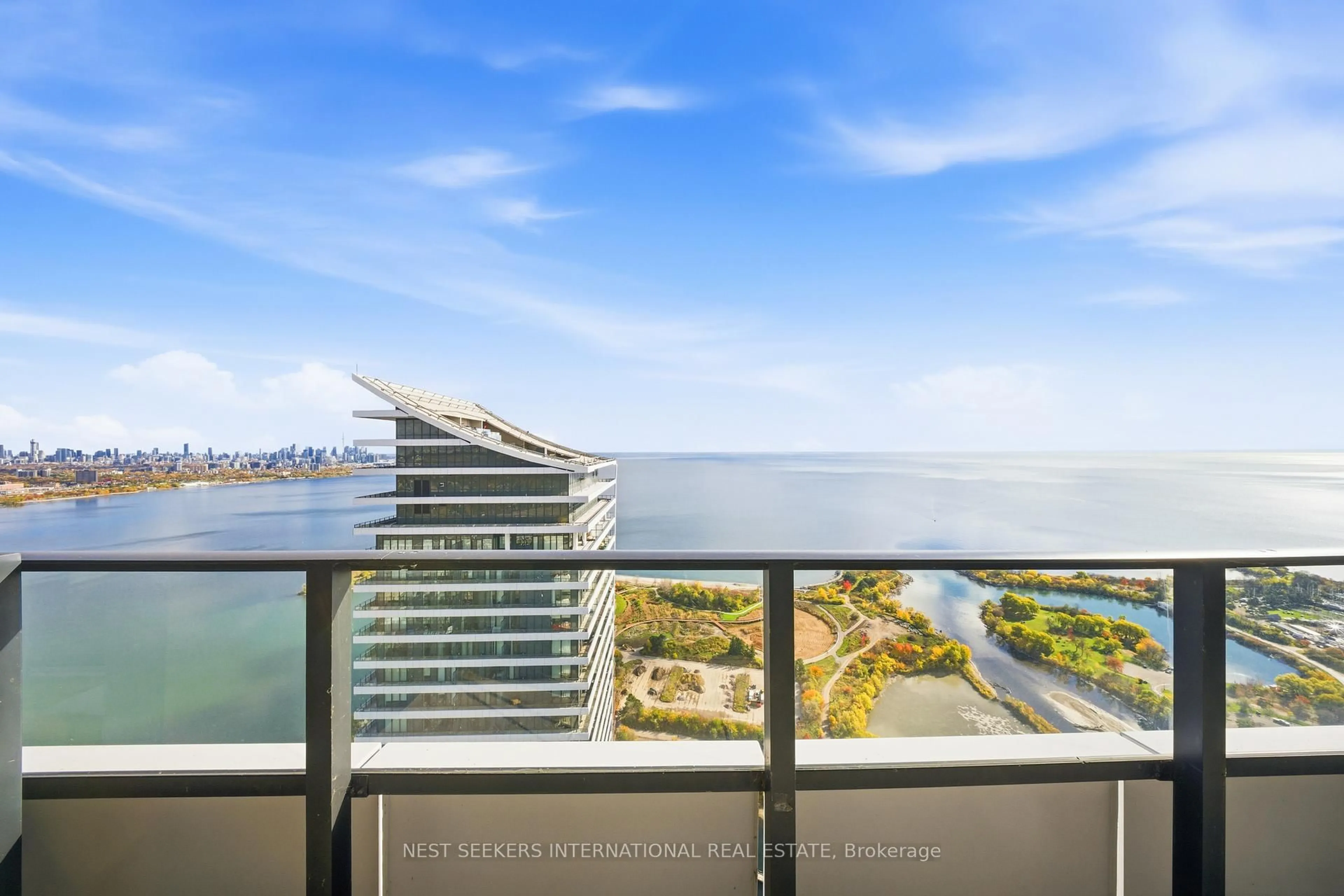 Balcony in the apartment, water/lake/river/ocean view for 30 Shore Breeze Dr #5407, Toronto Ontario M8V 0J1