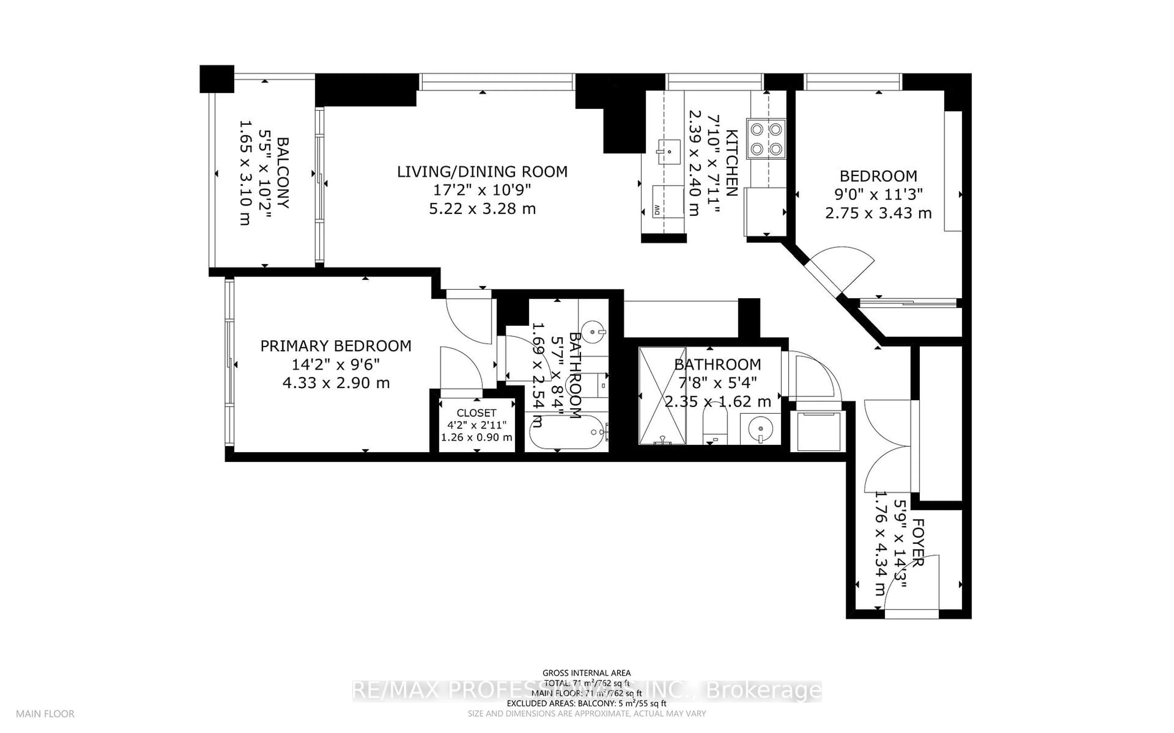 Floor plan for 1638 Bloor St #410, Toronto Ontario M6P 0A6