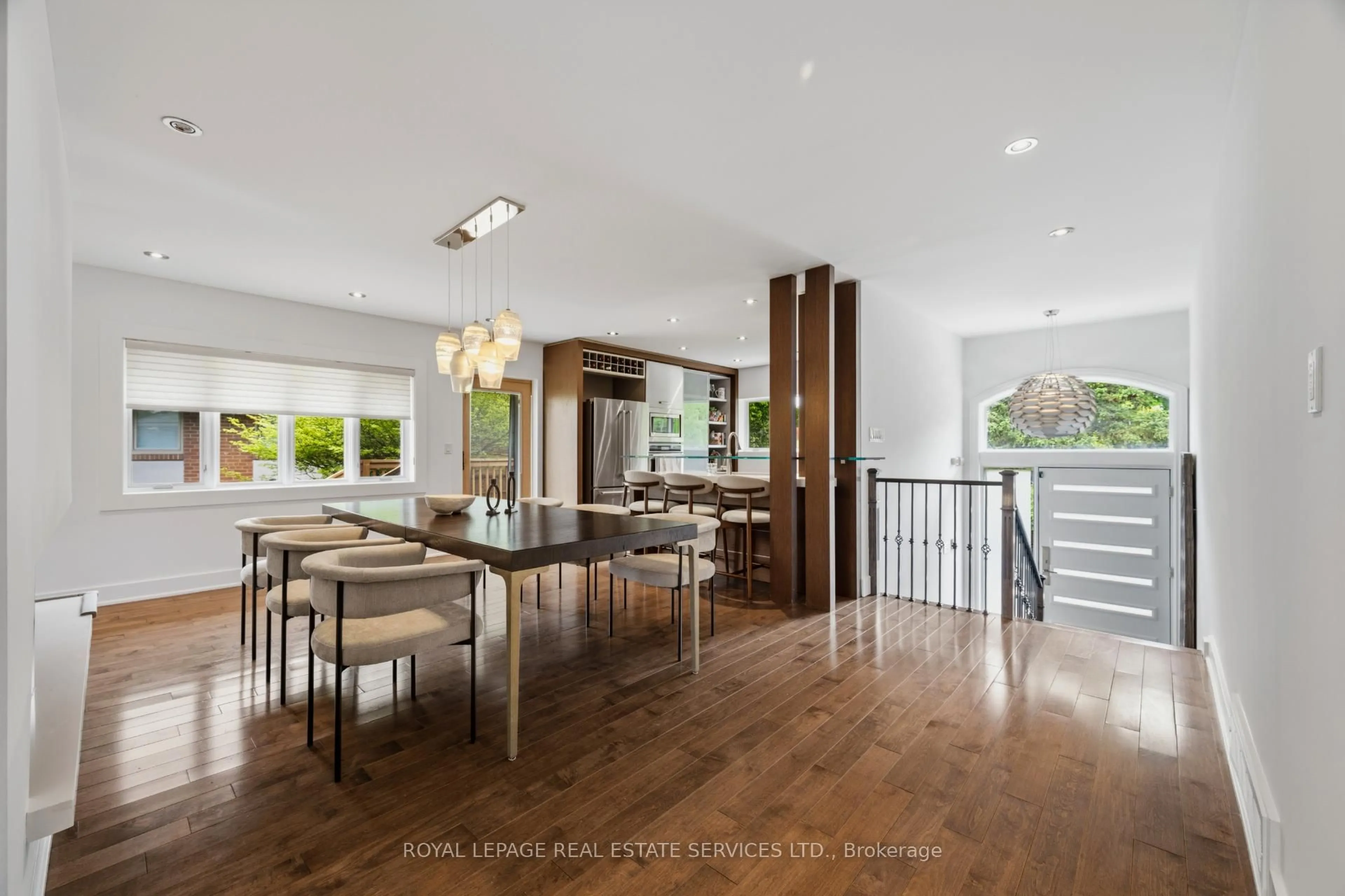 Dining room, wood/laminate floor for 27 Princess Anne Cres, Toronto Ontario M9A 2N9