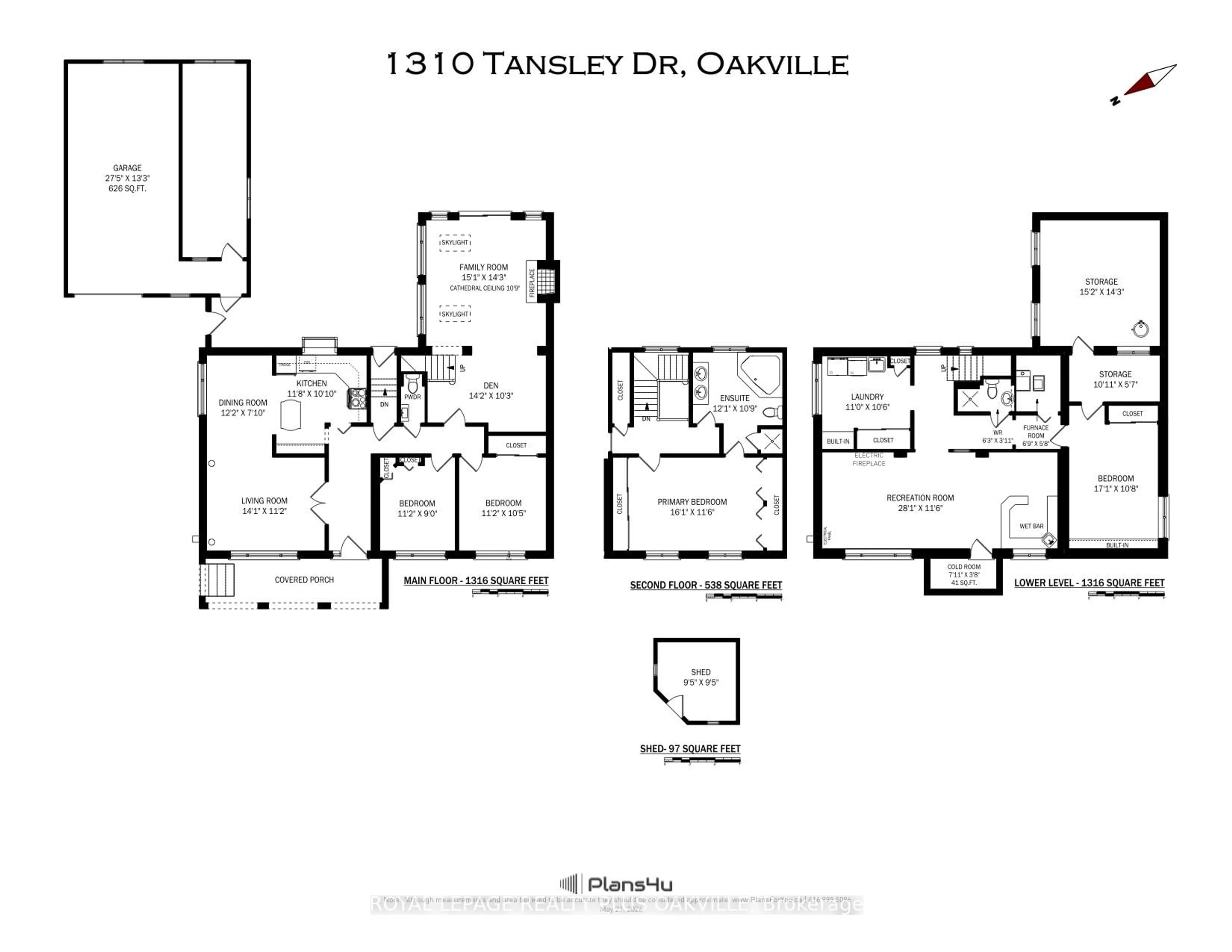 Floor plan for 1310 Tansley Dr, Oakville Ontario L6L 2N4