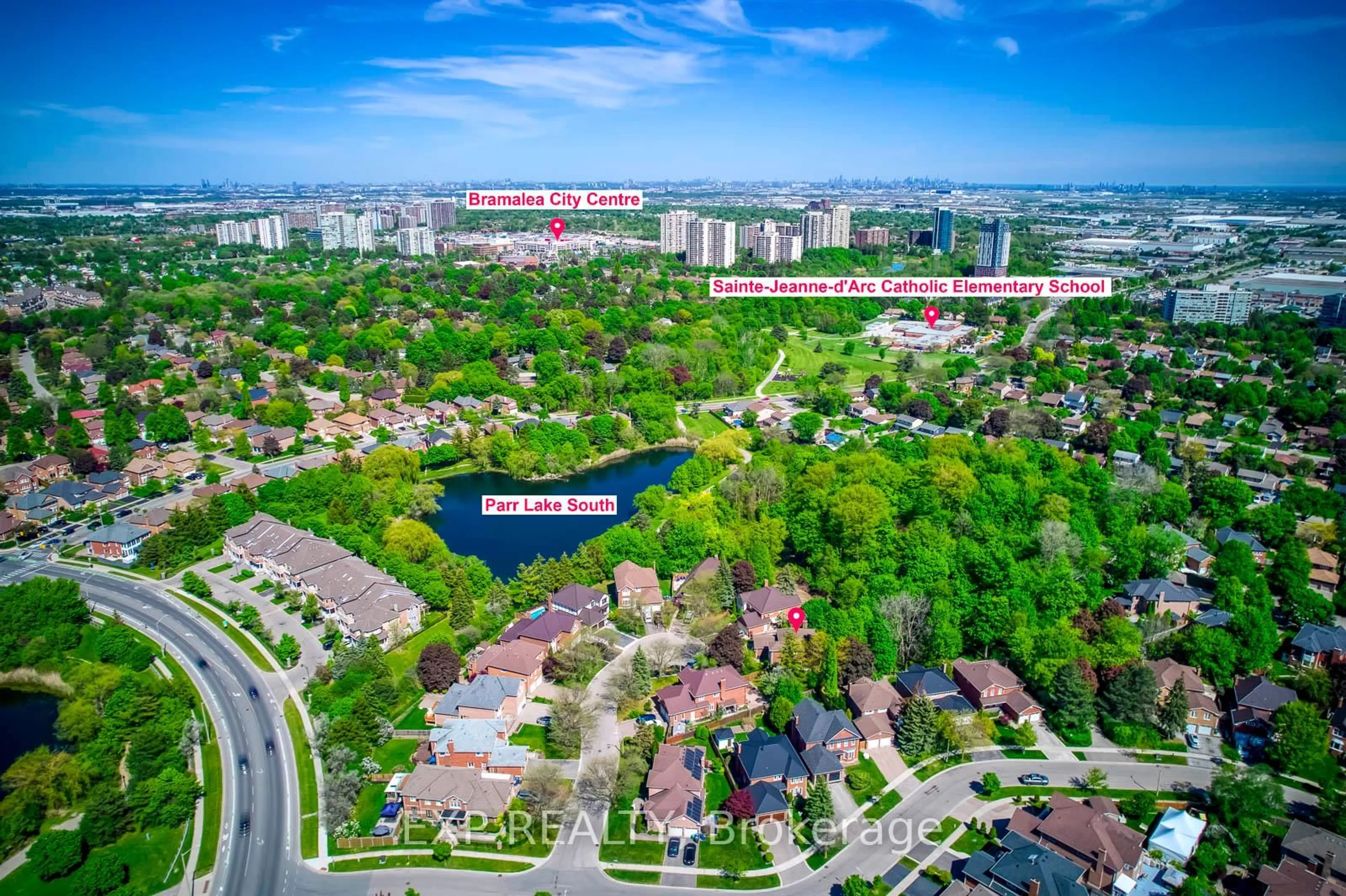A pic from outside/outdoor area/front of a property/back of a property/a pic from drone, water/lake/river/ocean view for 20 London Lane, Brampton Ontario L6S 5V5