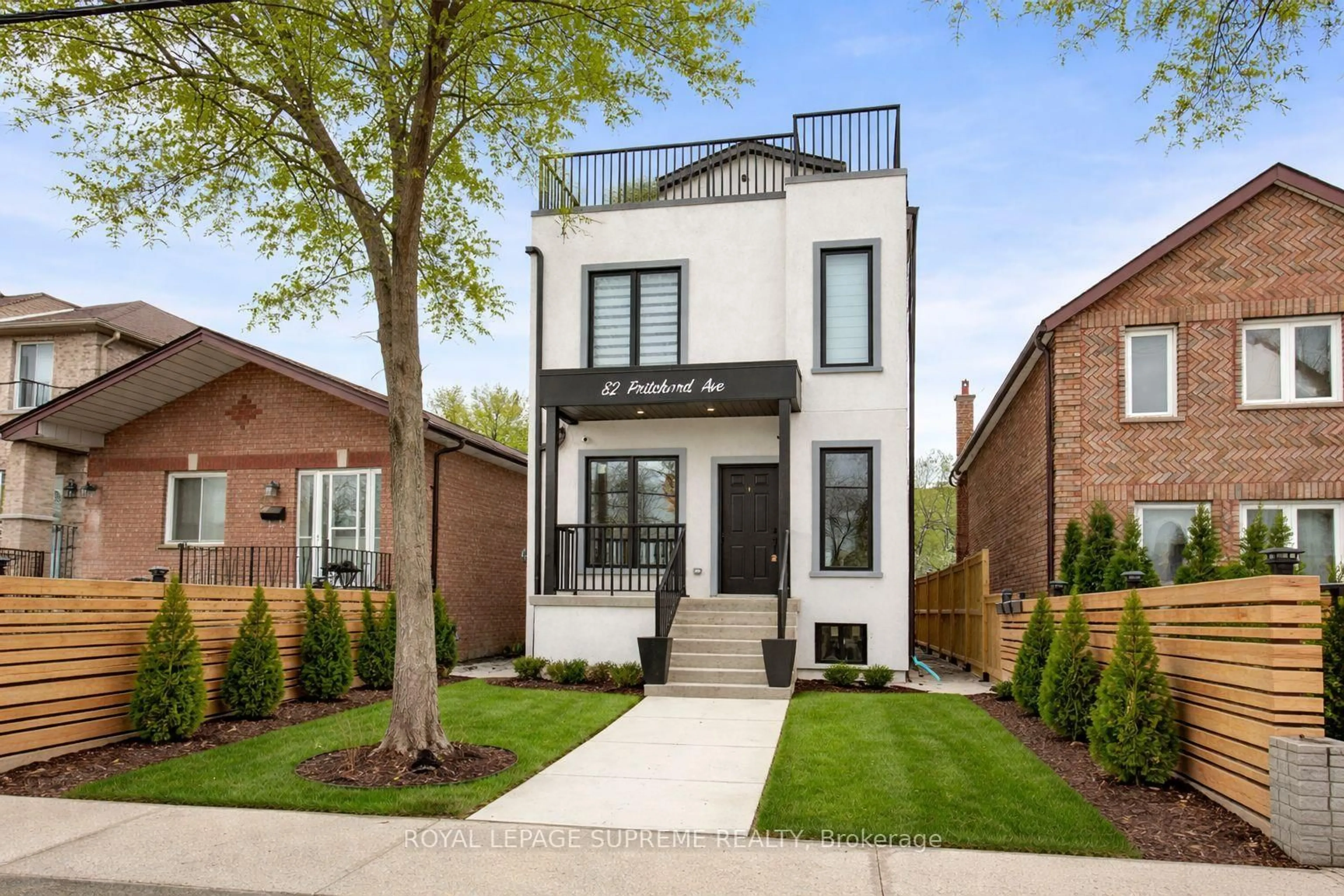 Home with brick exterior material, street for 82 Pritchard Ave, Toronto Ontario M6N 1T3