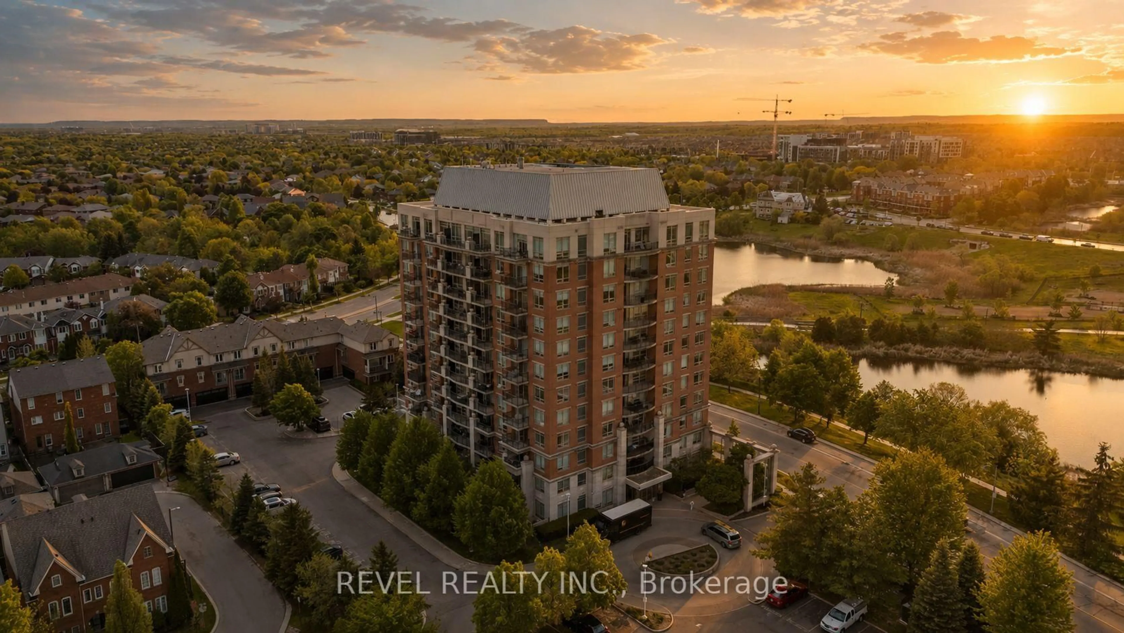 A pic from outside/outdoor area/front of a property/back of a property/a pic from drone, water/lake/river/ocean view for 2325 Central Park Dr #1103, Oakville Ontario L6H 0E2