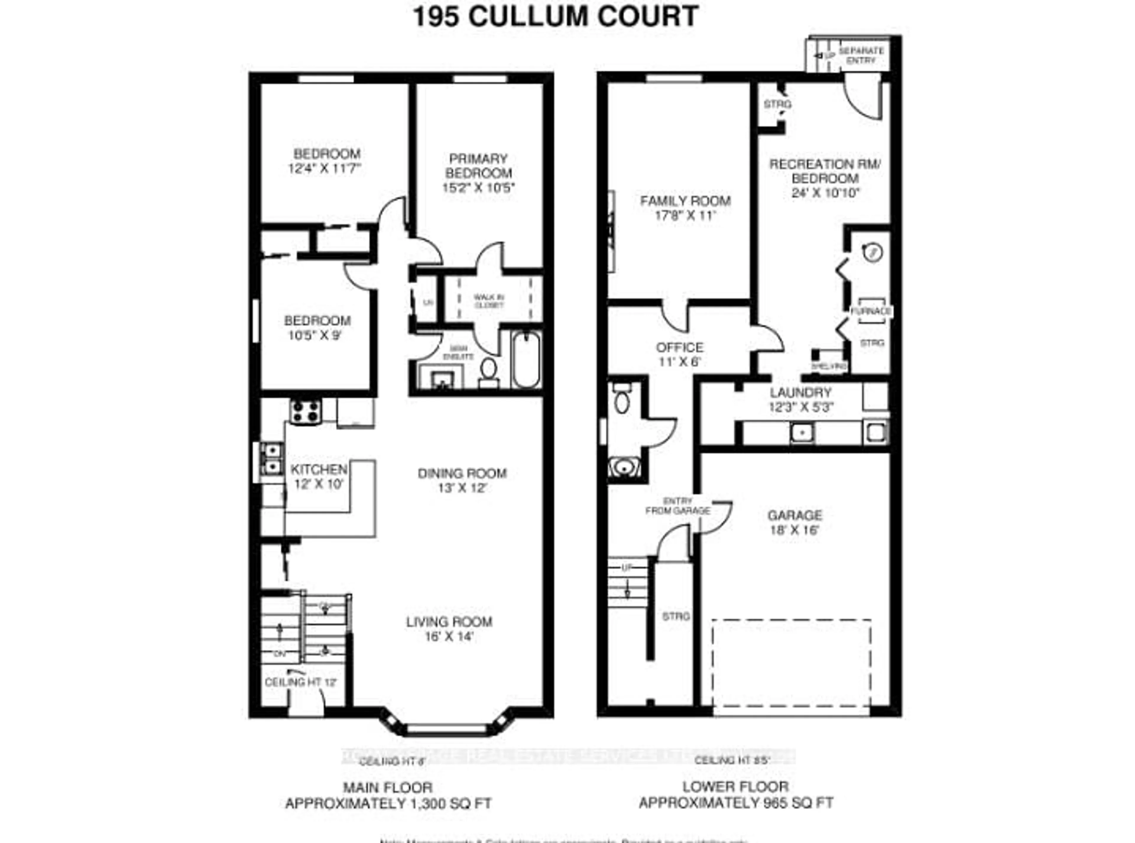 Floor plan for 195 Cullum Crt, Burlington Ontario L7T 4A9