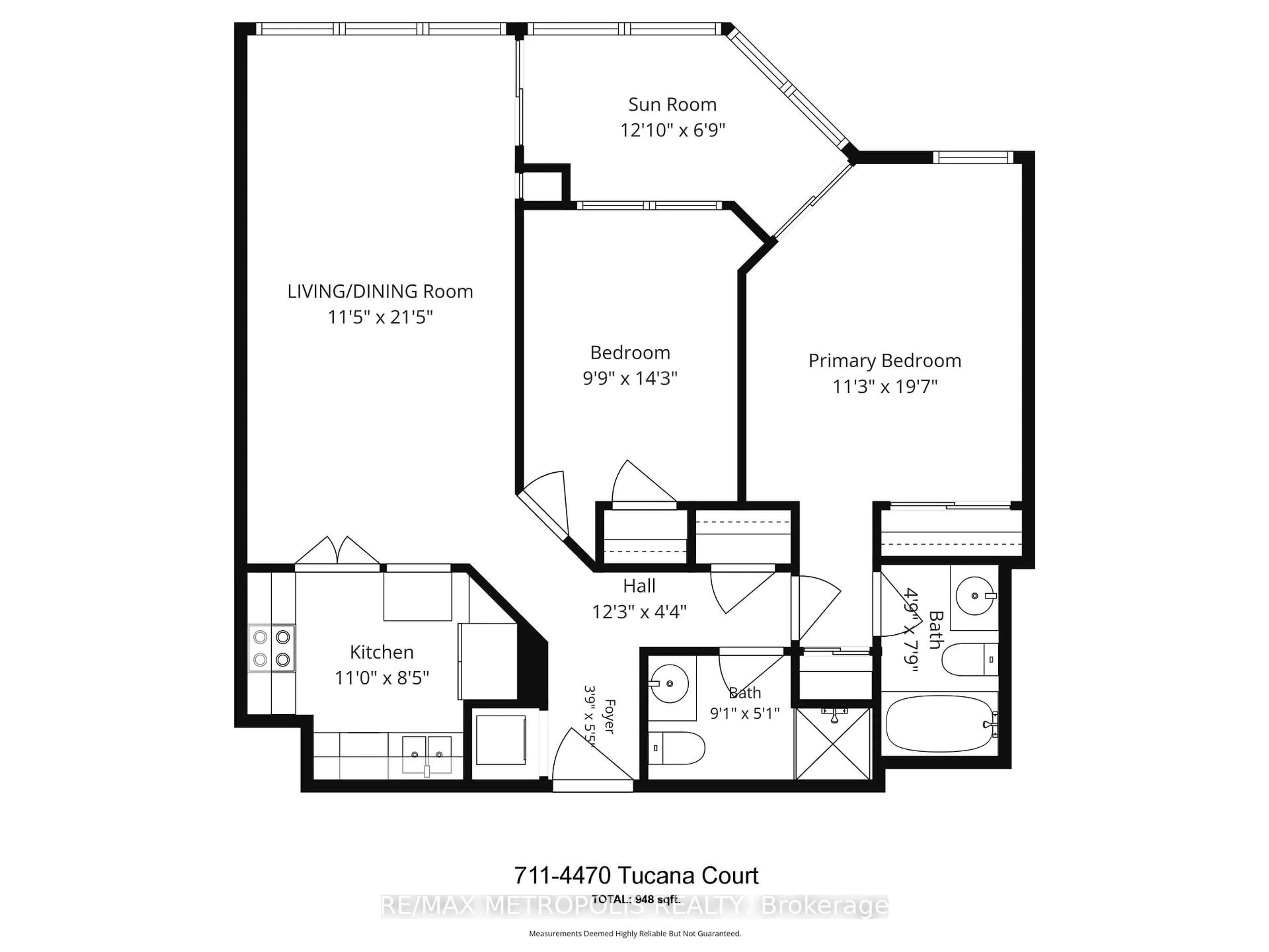Floor plan for 4470 Tucana Crt #711, Mississauga Ontario L5R 3K8
