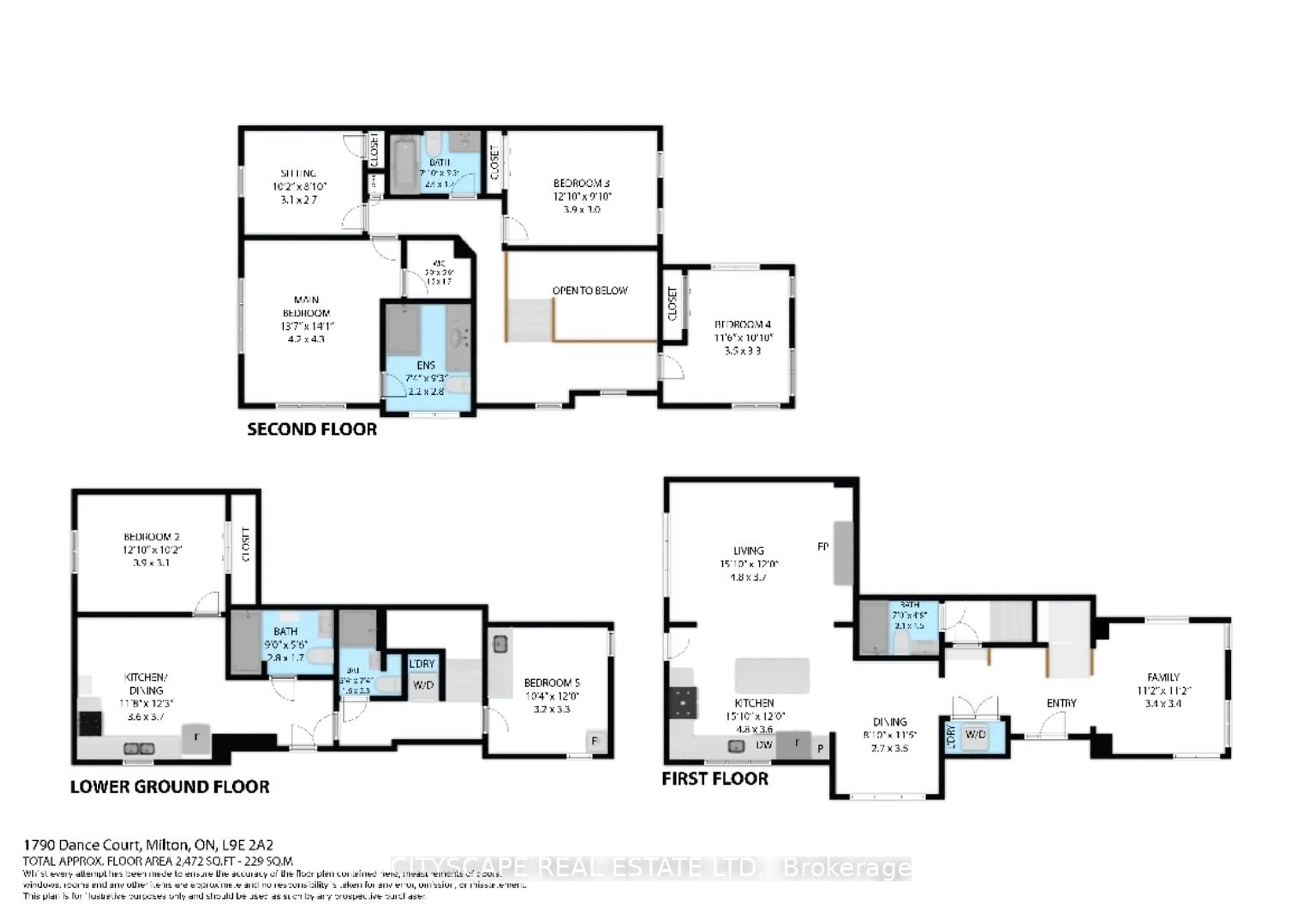 Floor plan for 1790 Dance Crt, Milton Ontario L9E 2A2