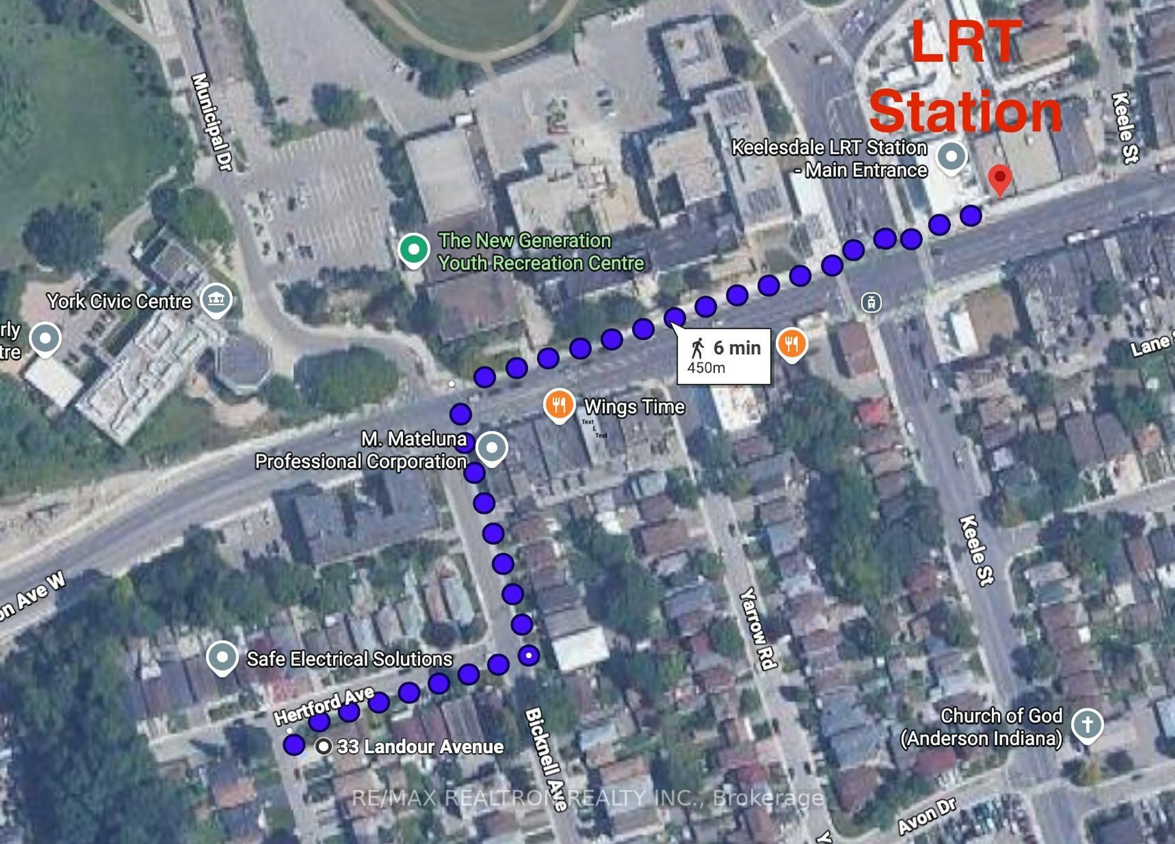 Picture of a map for 33 Landour Ave, Toronto Ontario M6M 4J3