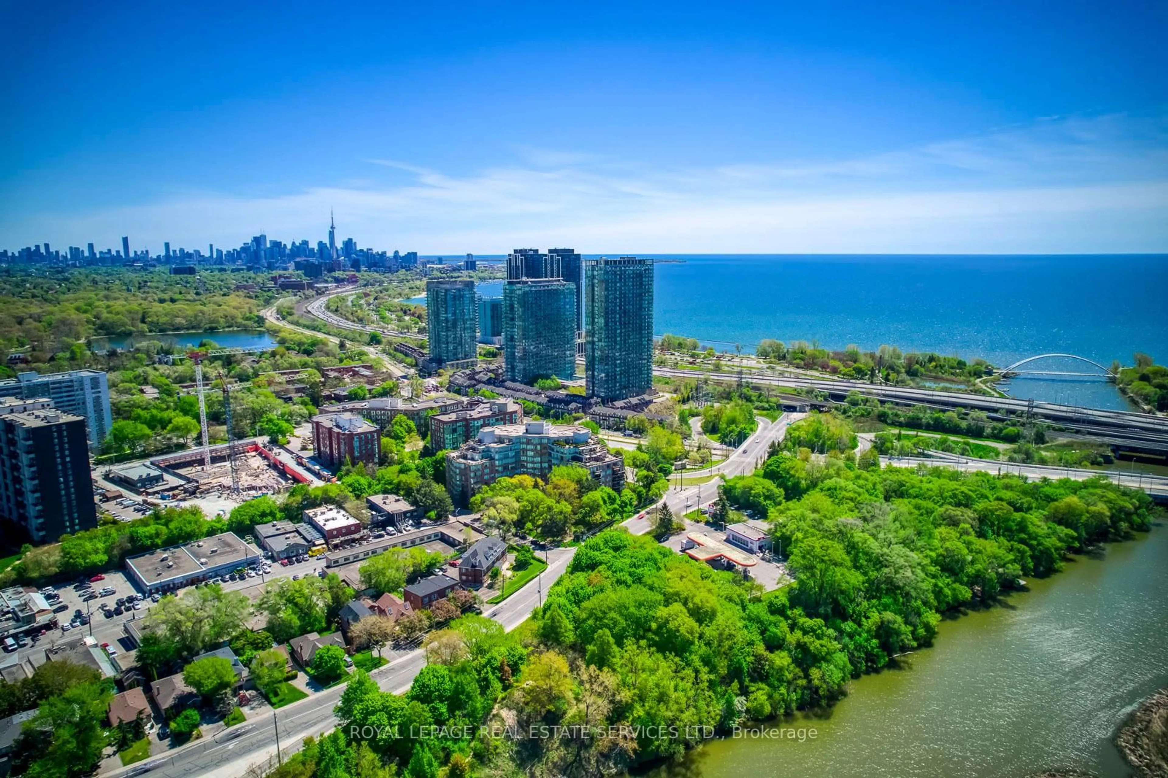 A pic from outside/outdoor area/front of a property/back of a property/a pic from drone, water/lake/river/ocean view for 1 Ripley Ave #403, Toronto Ontario M6S 4Z6