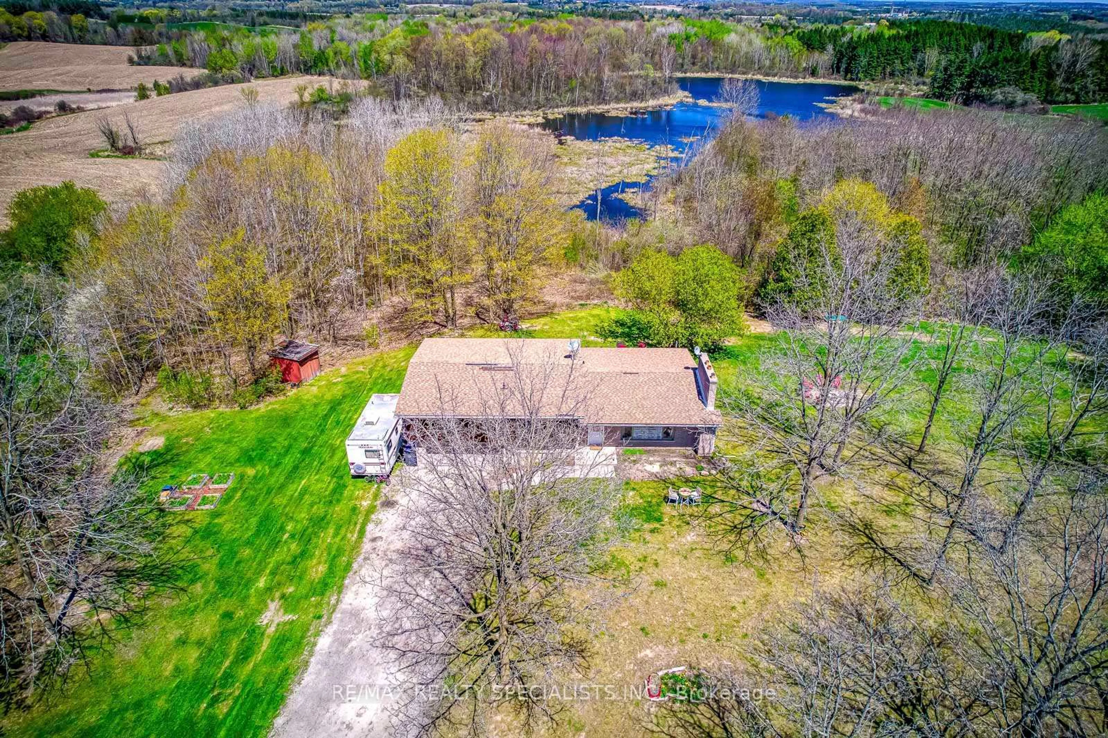 A pic from outside/outdoor area/front of a property/back of a property/a pic from drone, water/lake/river/ocean view for 15195 The Gore Rd, Caledon Ontario L7C 0X2