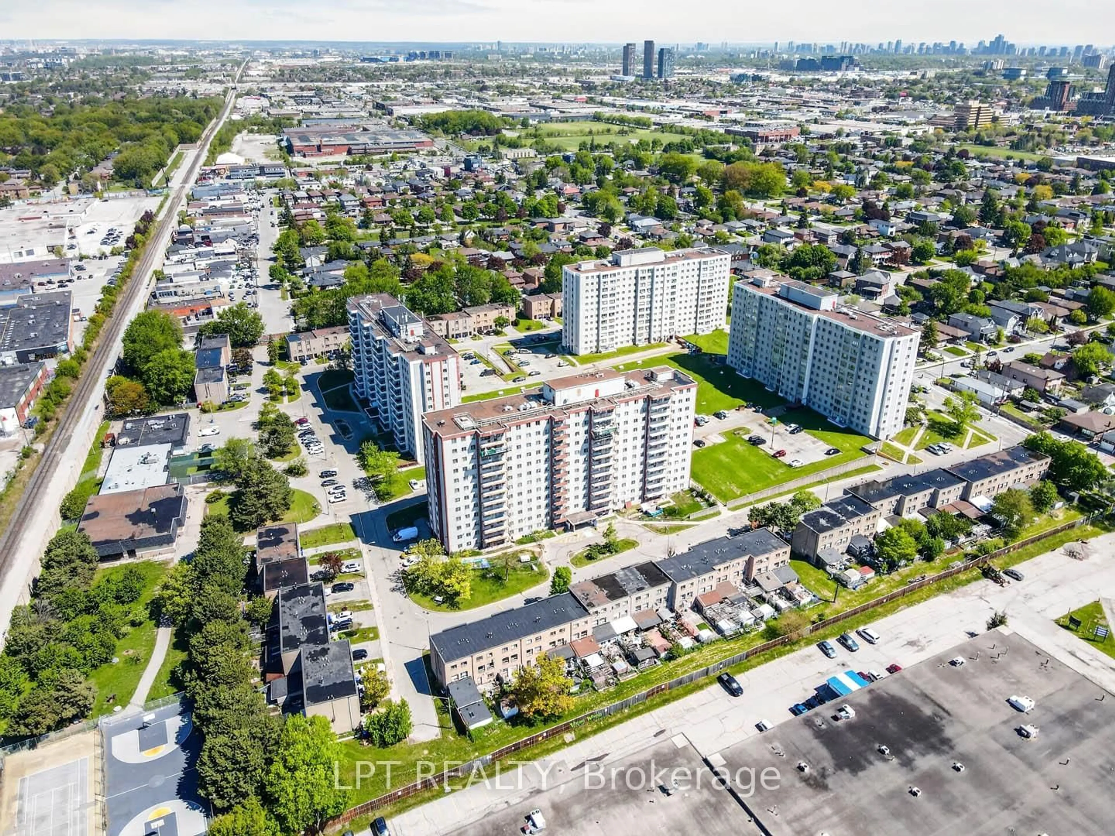 A pic from outside/outdoor area/front of a property/back of a property/a pic from drone, city buildings view from balcony for 50 Lotherton Ptwy #703, Toronto Ontario M6B 2G7