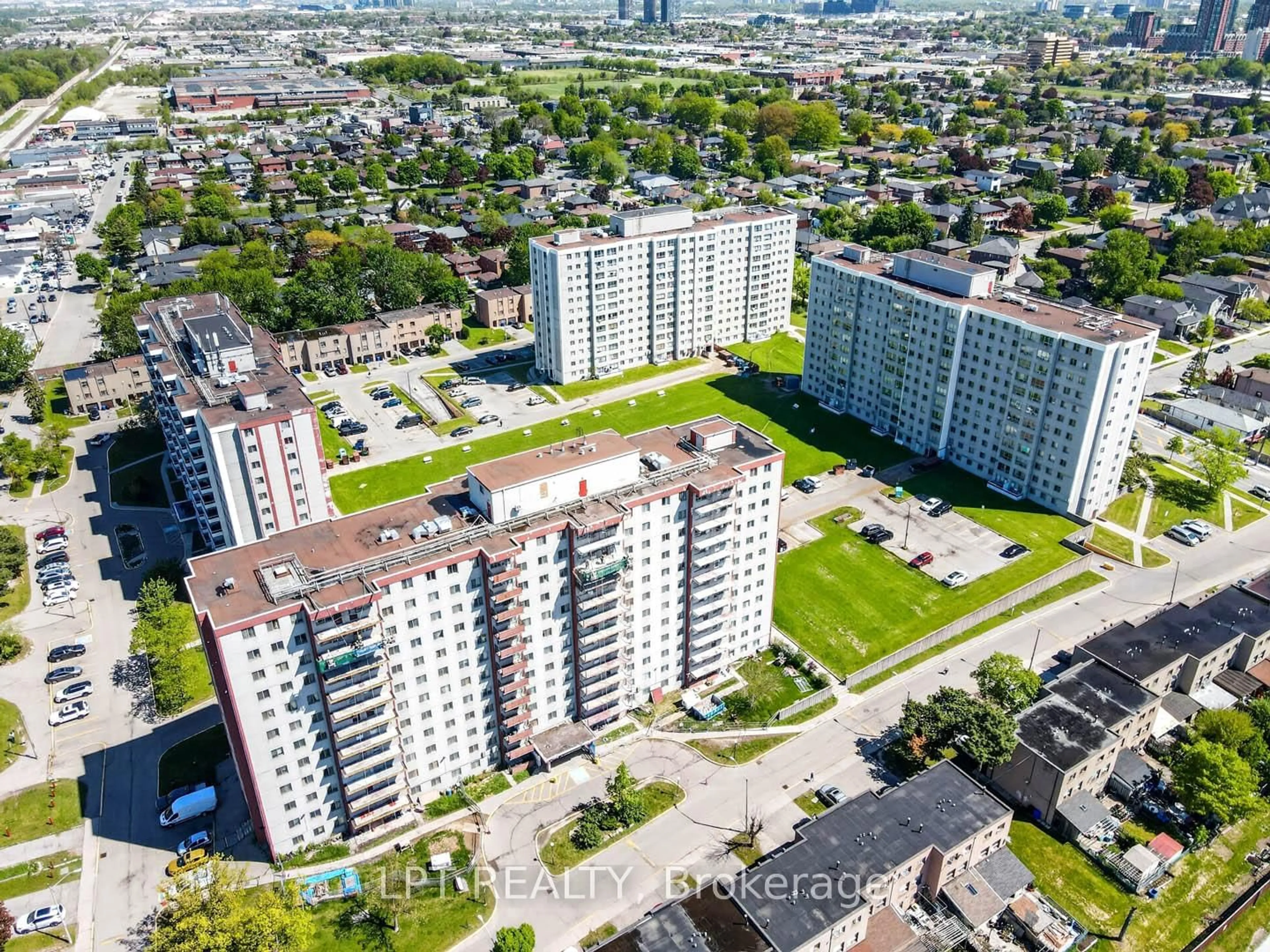 A pic from outside/outdoor area/front of a property/back of a property/a pic from drone, city buildings view from balcony for 50 Lotherton Ptwy #703, Toronto Ontario M6B 2G7