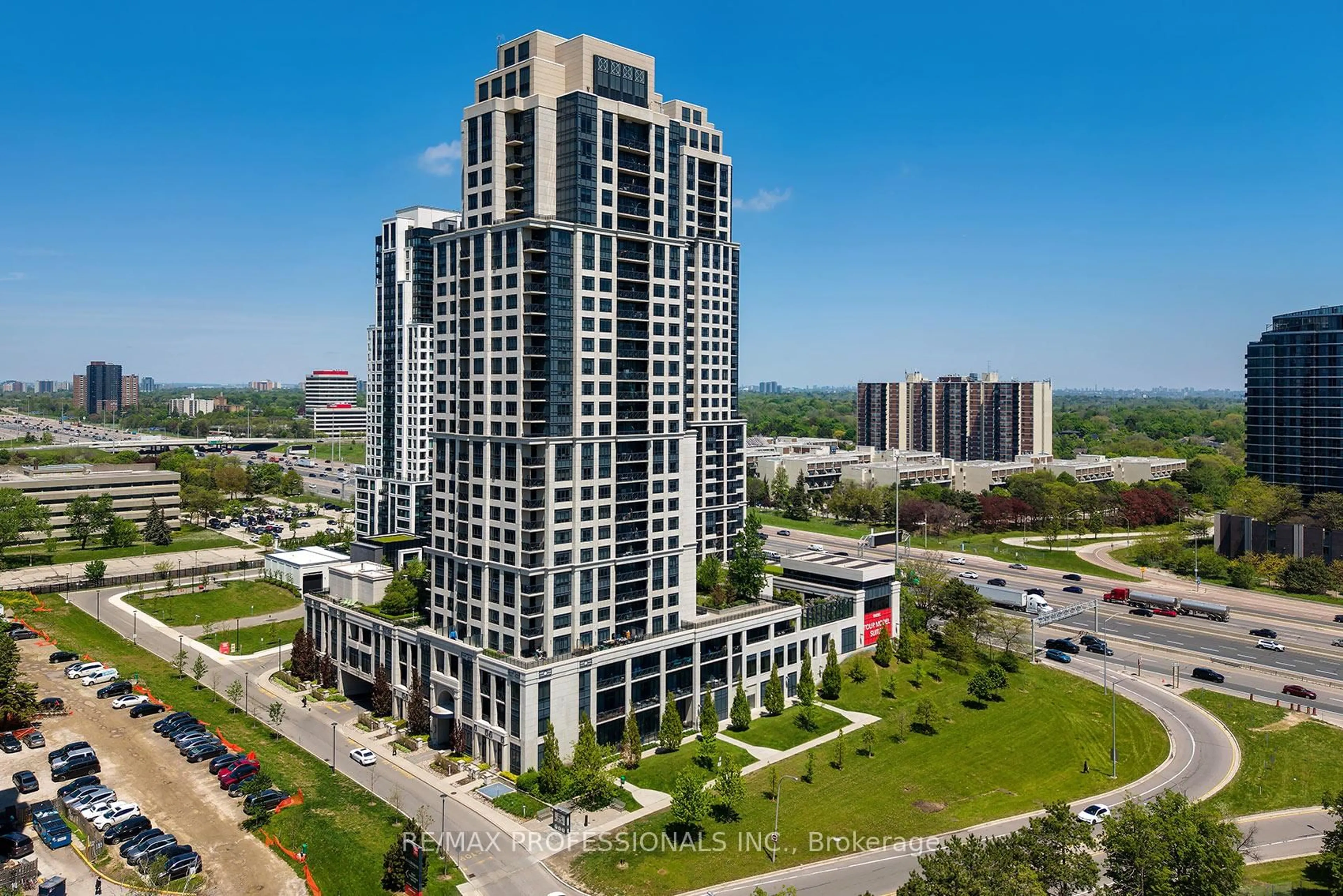 A pic from outside/outdoor area/front of a property/back of a property/a pic from drone, city buildings view from balcony for 6 Eva Rd #219, Toronto Ontario M9C 0B1
