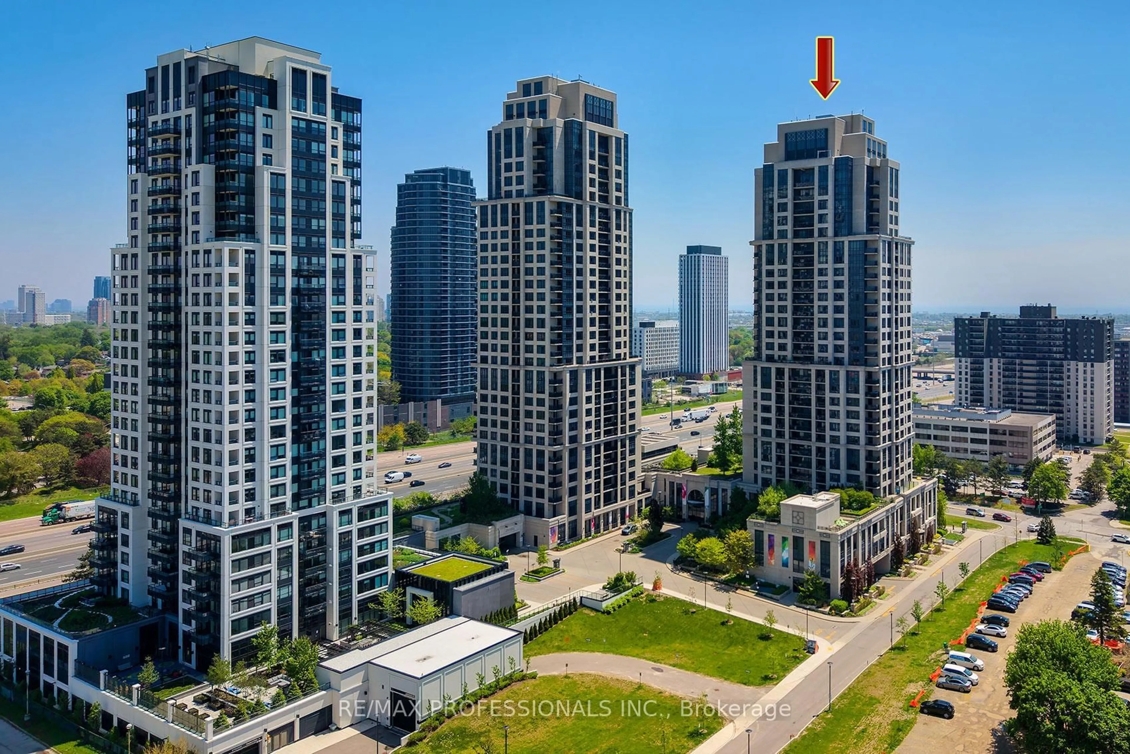 A pic from outside/outdoor area/front of a property/back of a property/a pic from drone, city buildings view from balcony for 6 Eva Rd #219, Toronto Ontario M9C 0B1