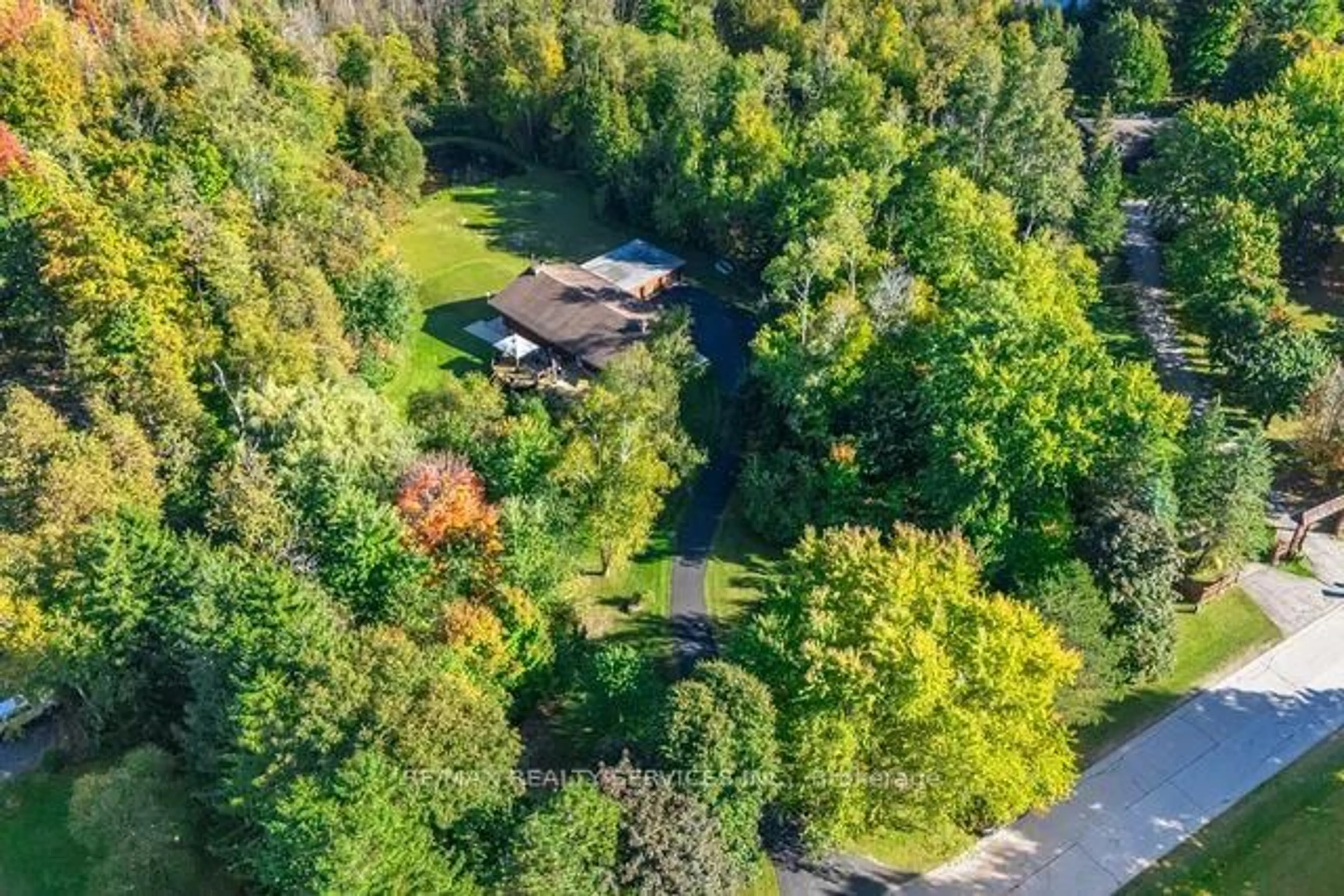 A pic from outside/outdoor area/front of a property/back of a property/a pic from drone, forest/trees view for 24 Cedar Dr, Caledon Ontario L7K 1H6