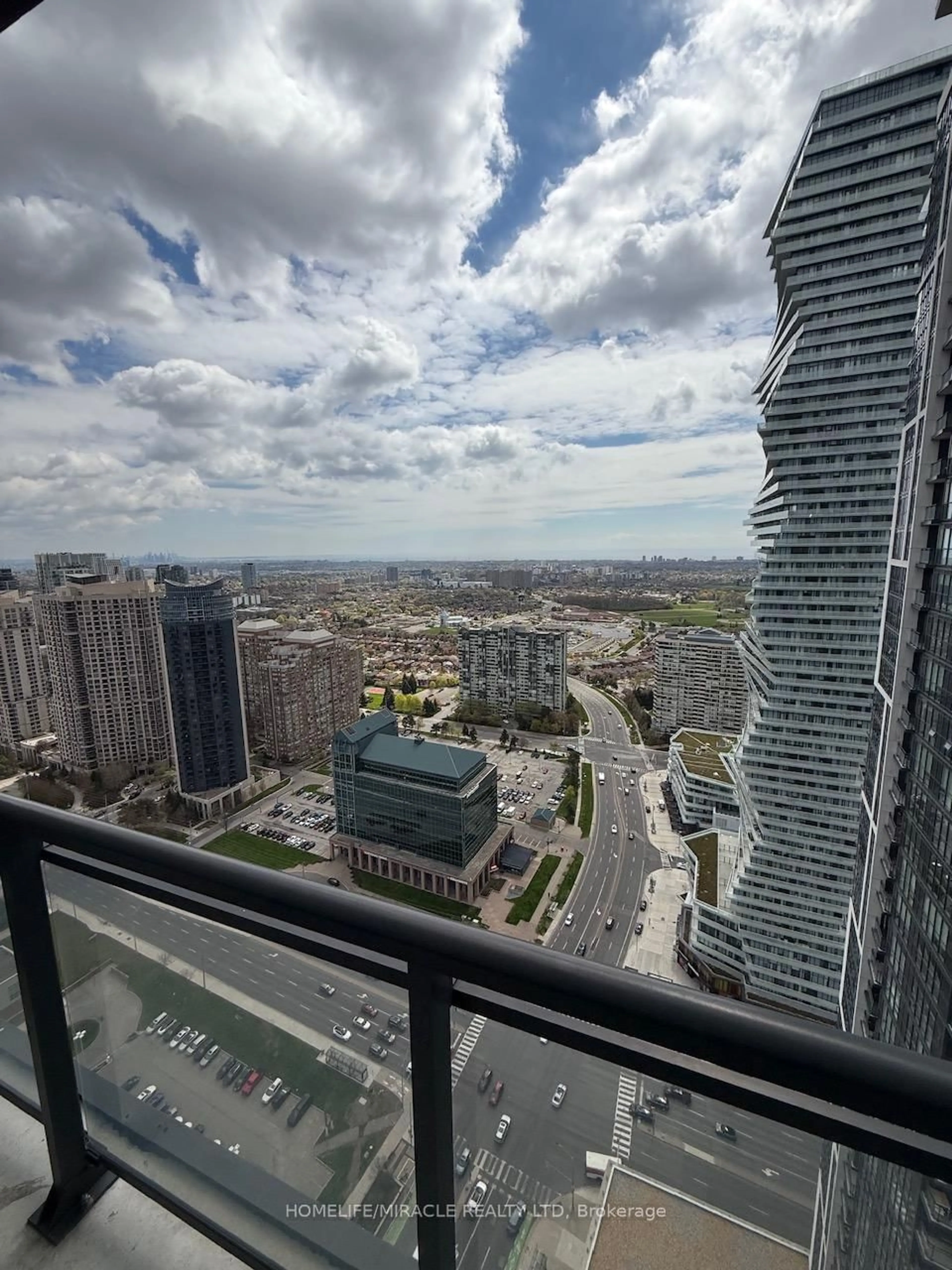 Balcony in the apartment, city buildings view from balcony for 510 Curran Pl #3810, Mississauga Ontario L5B 0J8