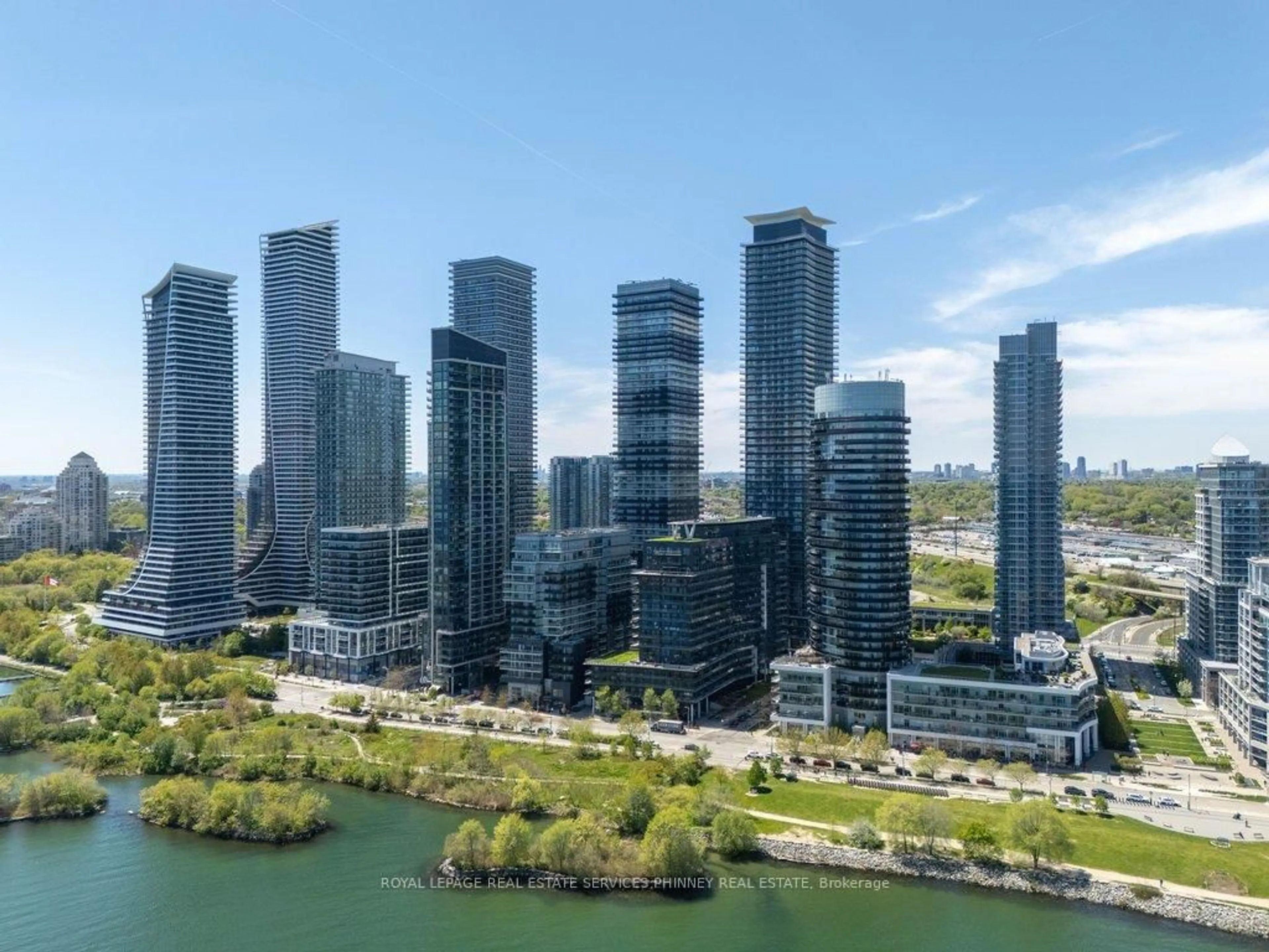 A pic from outside/outdoor area/front of a property/back of a property/a pic from drone, city buildings view from balcony for 56 Annie Craig Dr #4502, Toronto Ontario M8V 0C8