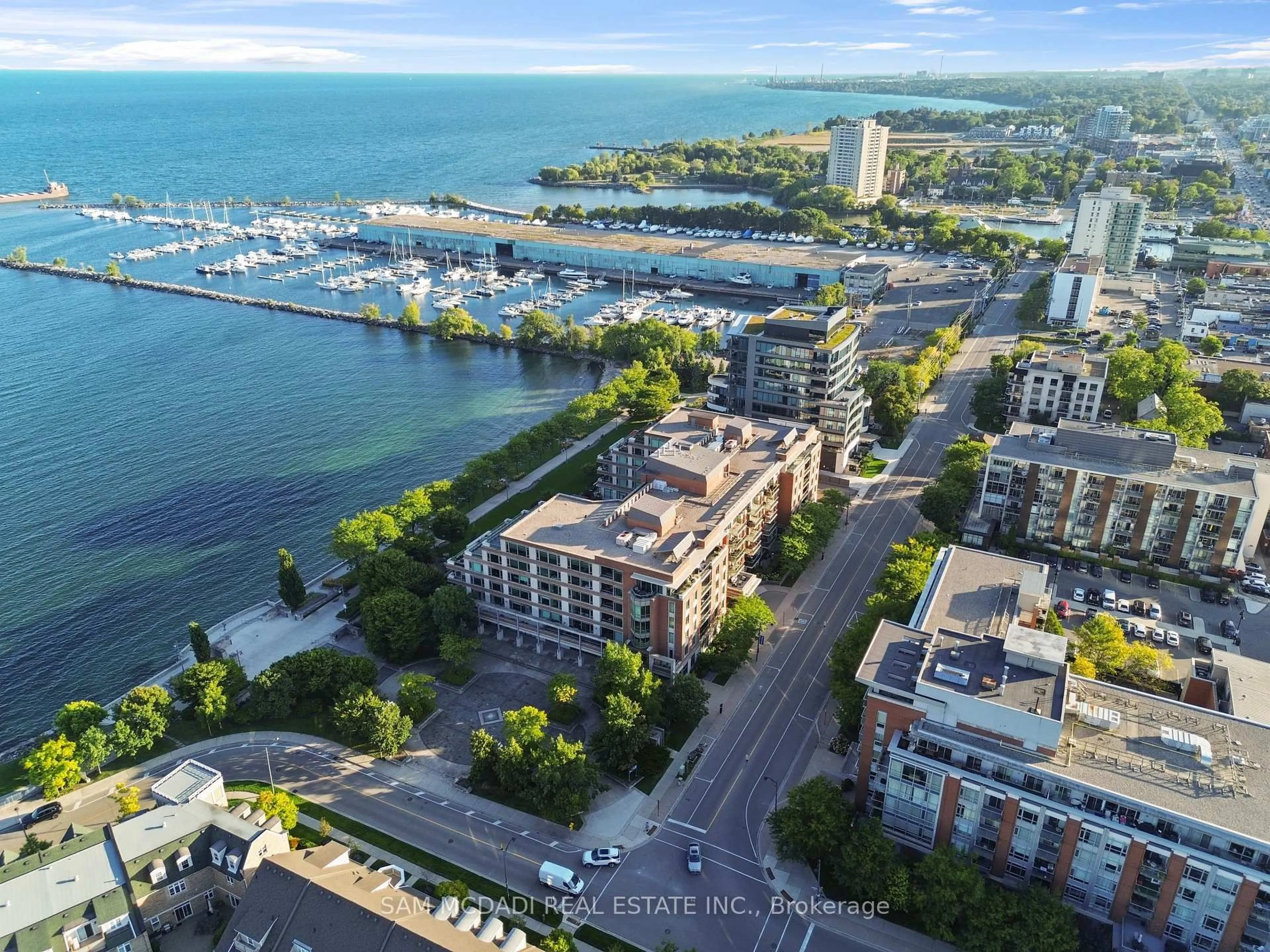 A pic from outside/outdoor area/front of a property/back of a property/a pic from drone, water/lake/river/ocean view for 65 Port St #509, Mississauga Ontario L5G 4V3
