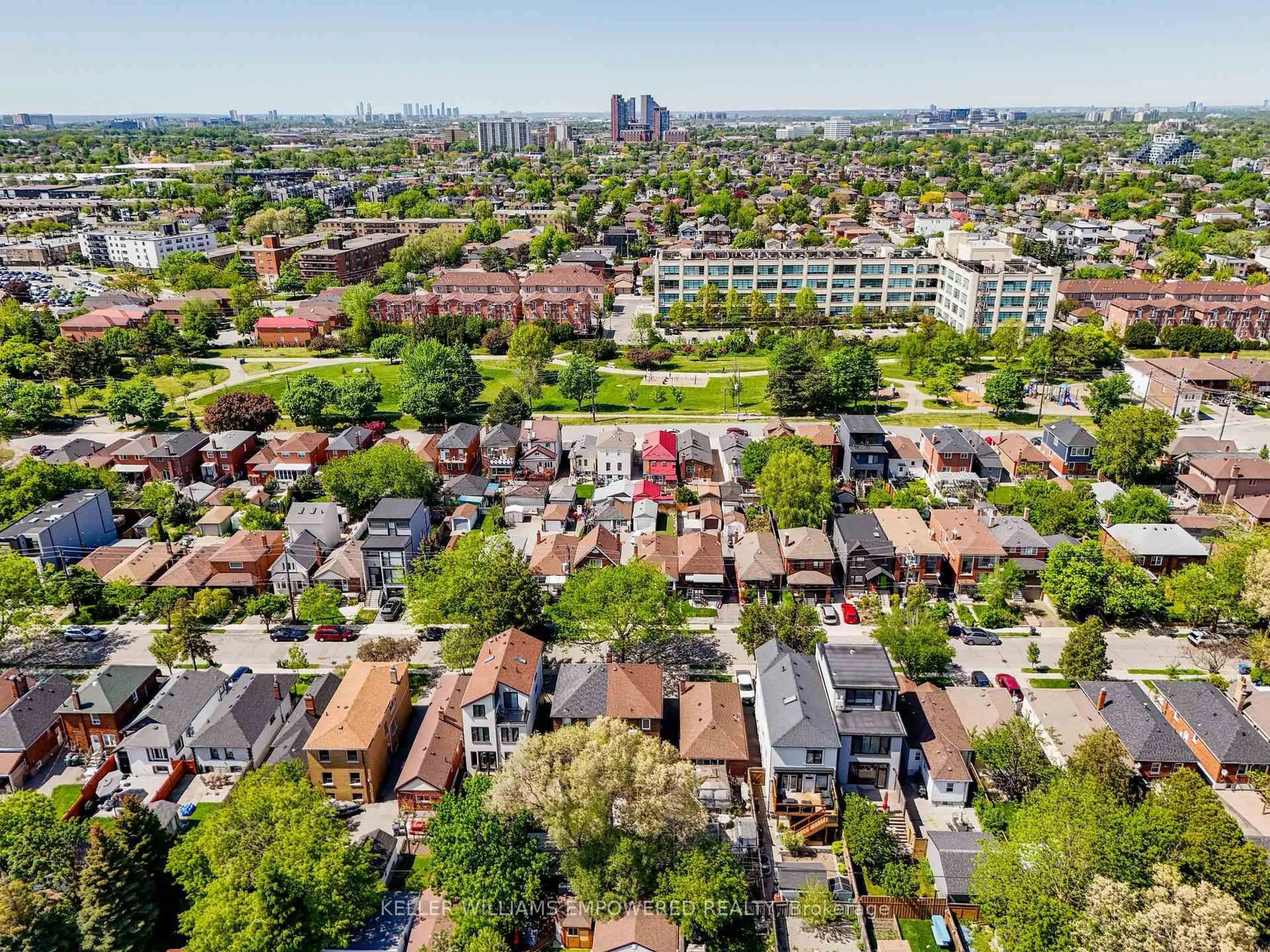 A pic from outside/outdoor area/front of a property/back of a property/a pic from drone, city buildings view from balcony for 451 Whitmore Ave, Toronto Ontario M6E 2N6