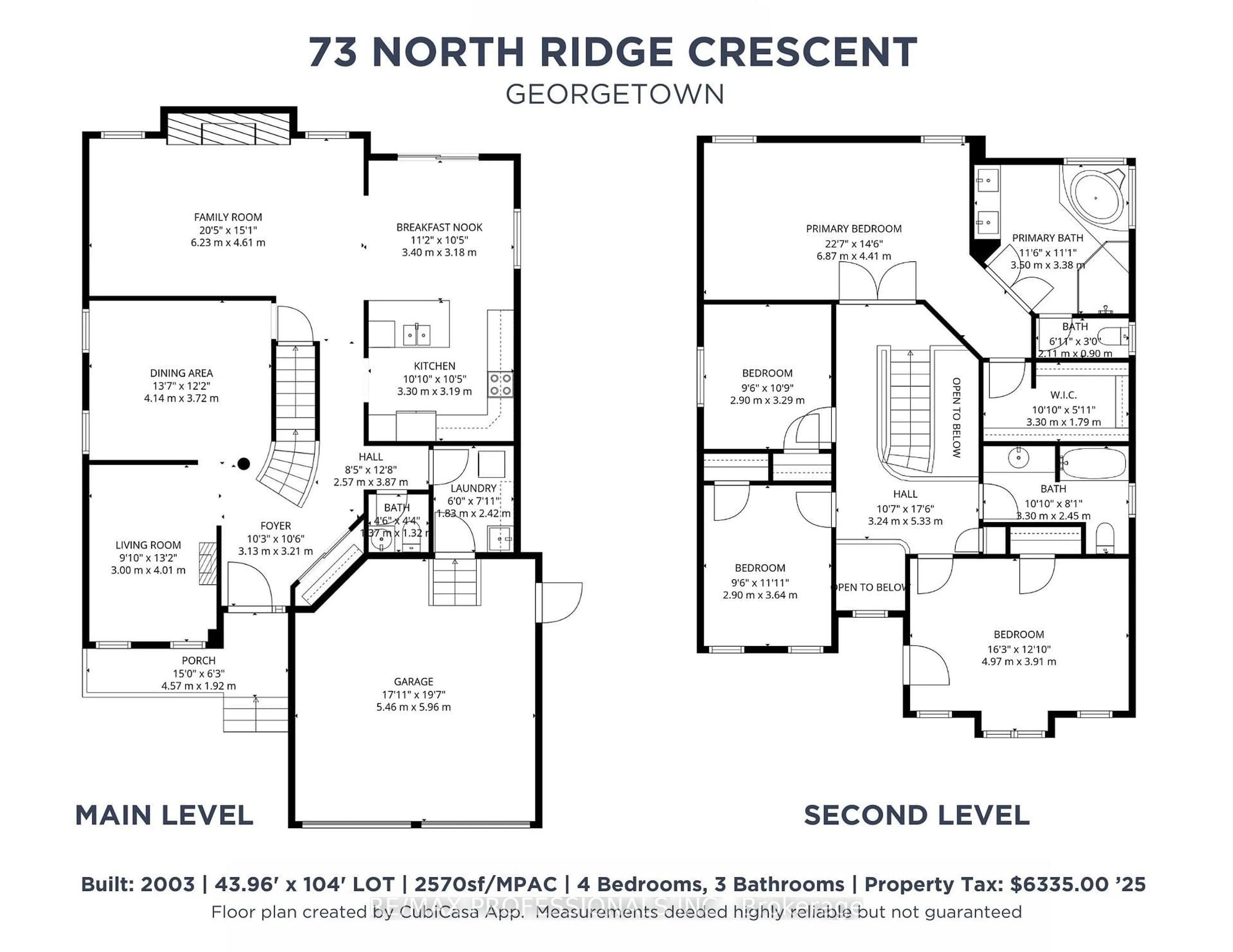 Floor plan for 73 North Ridge Cres, Halton Hills Ontario L7G 6E6