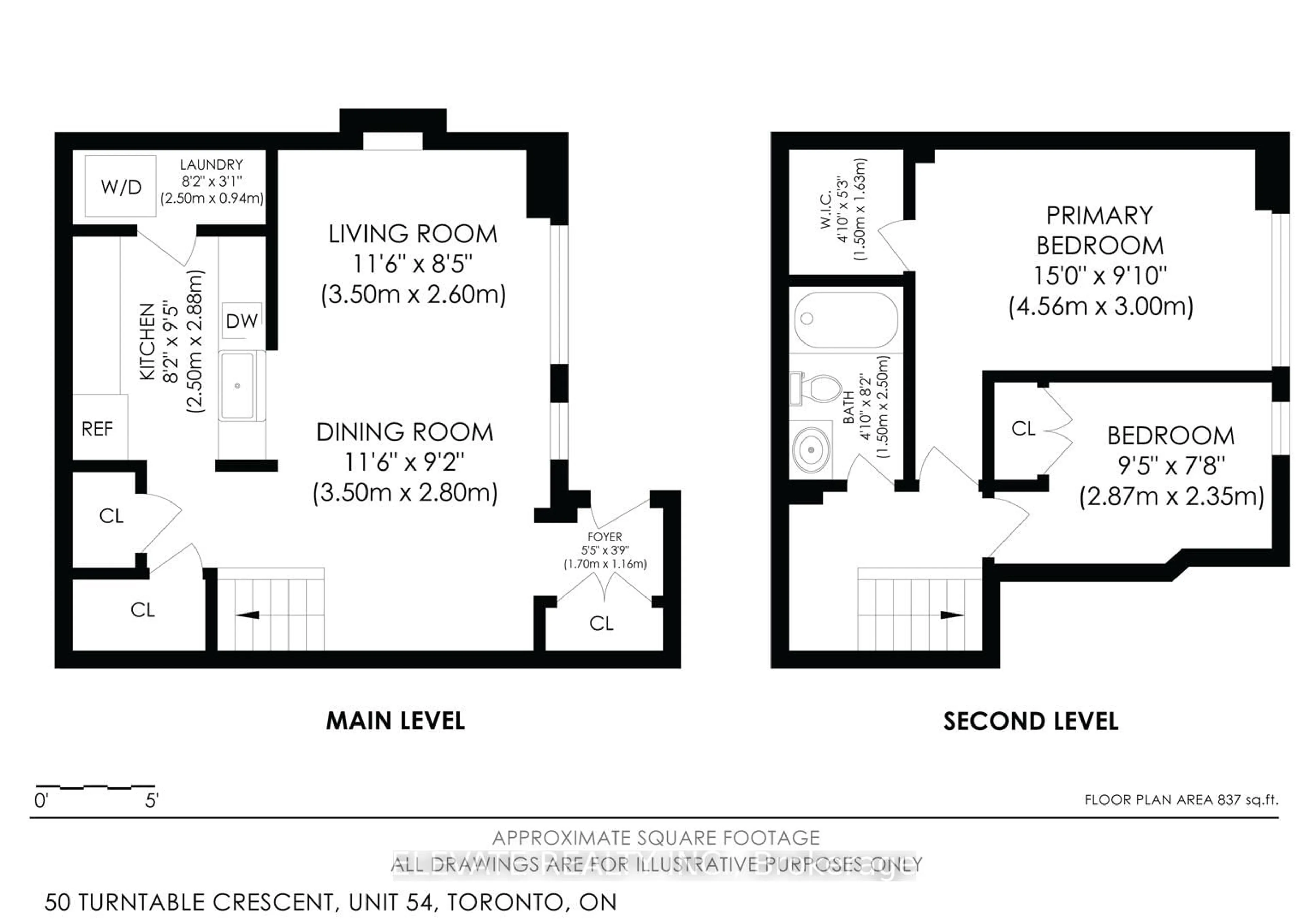 Floor plan for 50 Turntable Cres #54, Toronto Ontario M6H 4K9