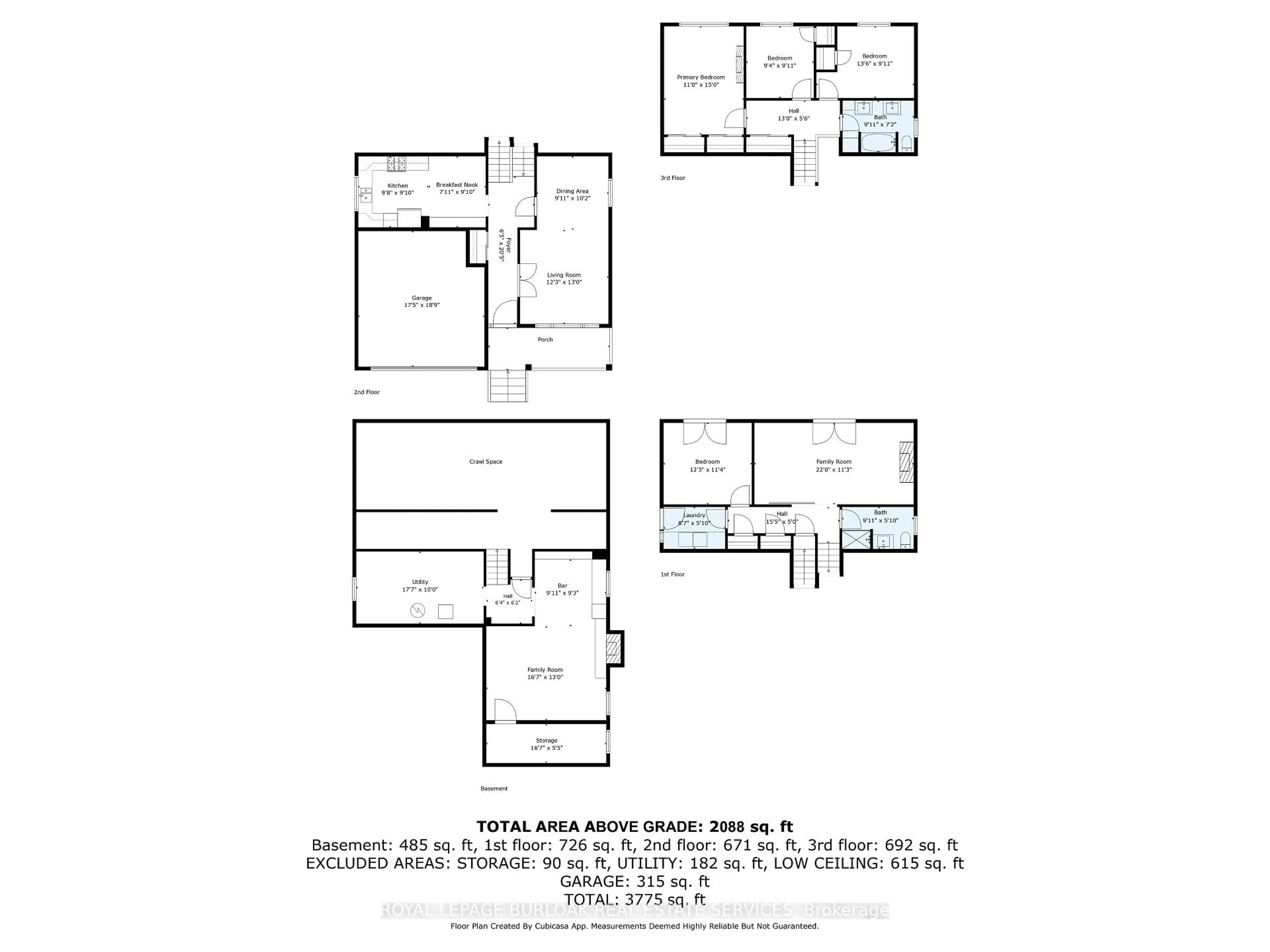 Floor plan for 1109 Dowland Cres, Burlington Ontario L7T 4C7