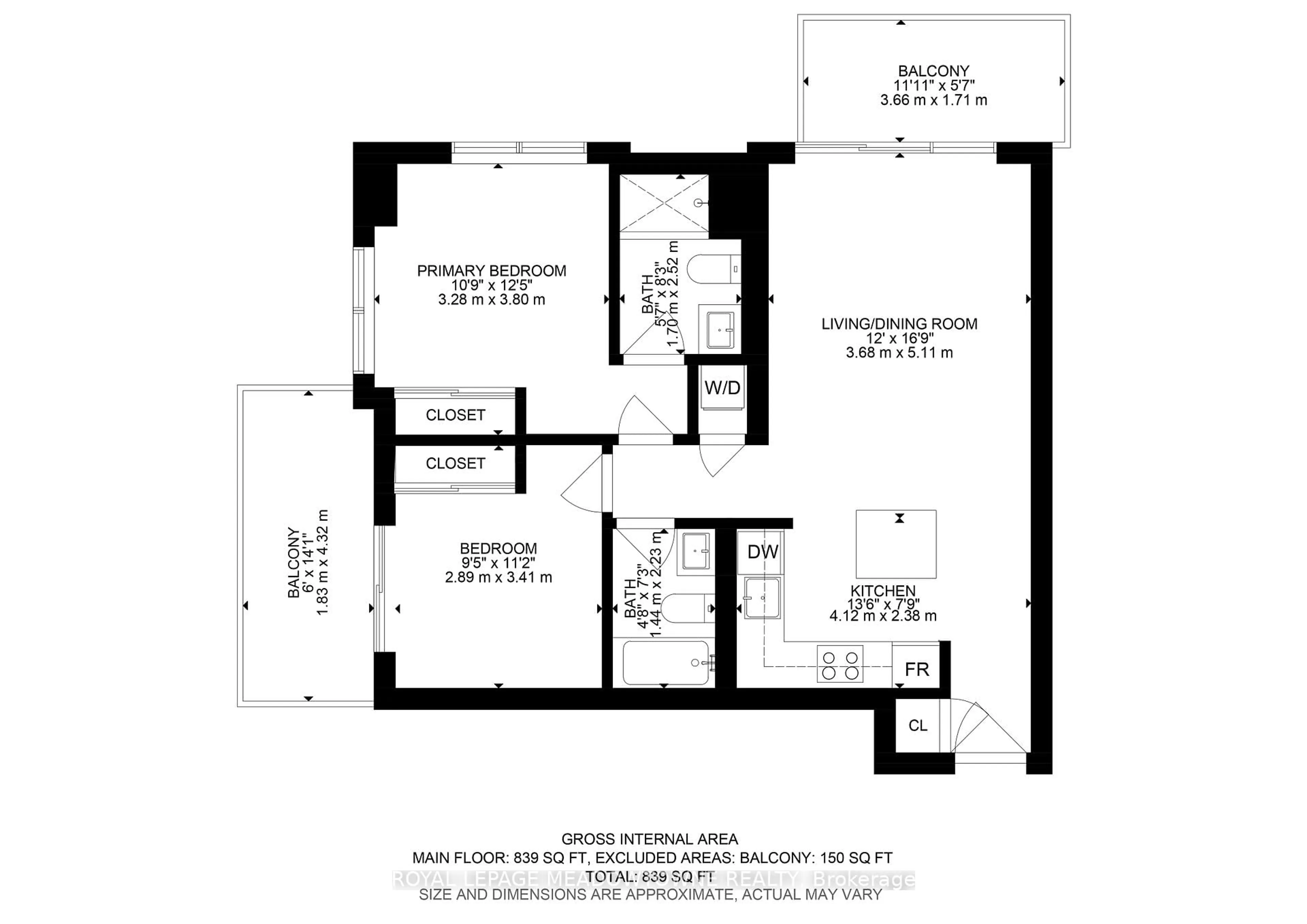 Floor plan for 2093 Fairview St #1902, Burlington Ontario L7R 0E6
