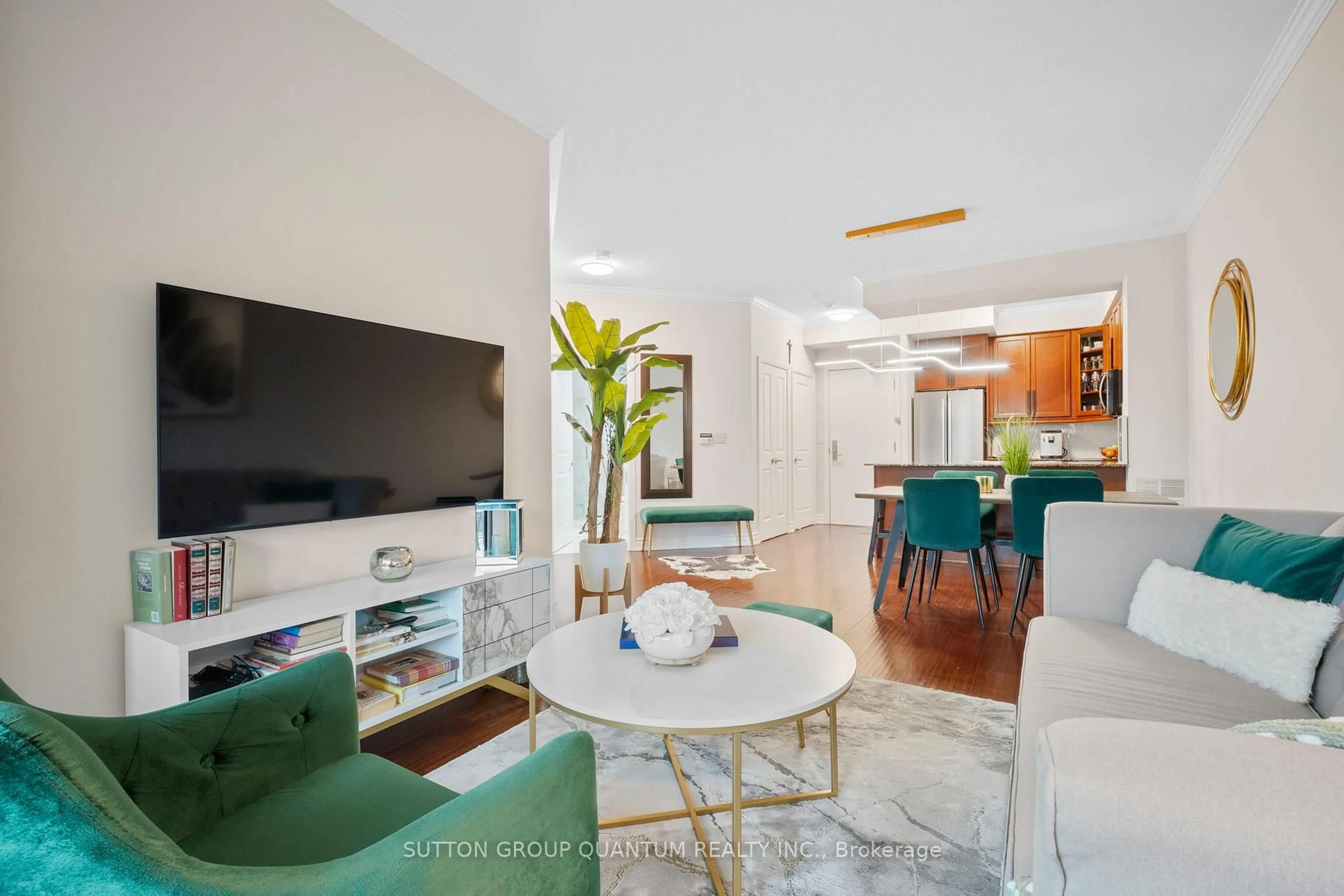 Living room with furniture, unknown for 90 Absolute Ave #302, Mississauga Ontario L4Z 0A3