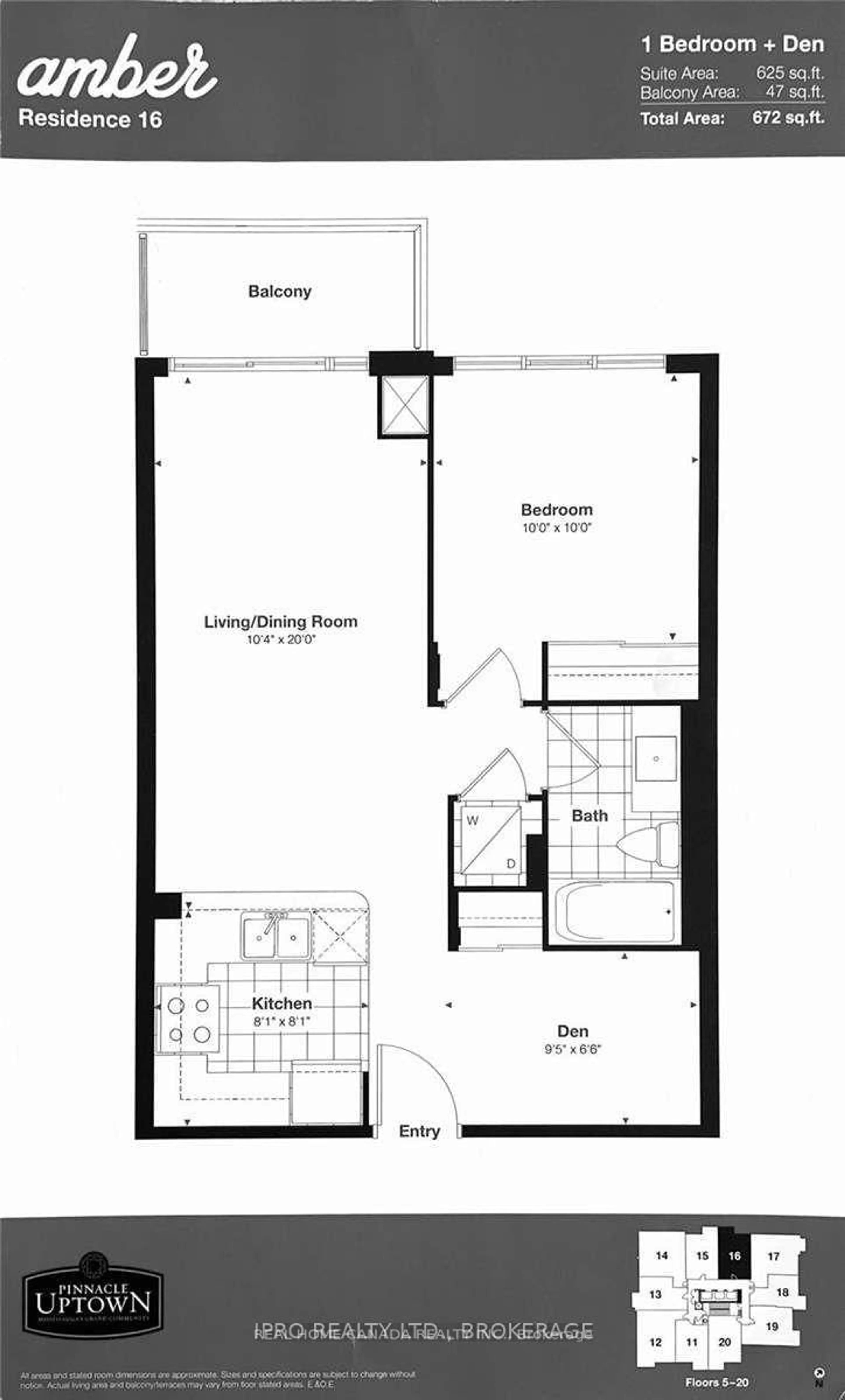 Floor plan for 5033 four spring Ave #916, Mississauga Ontario L5R 0G6