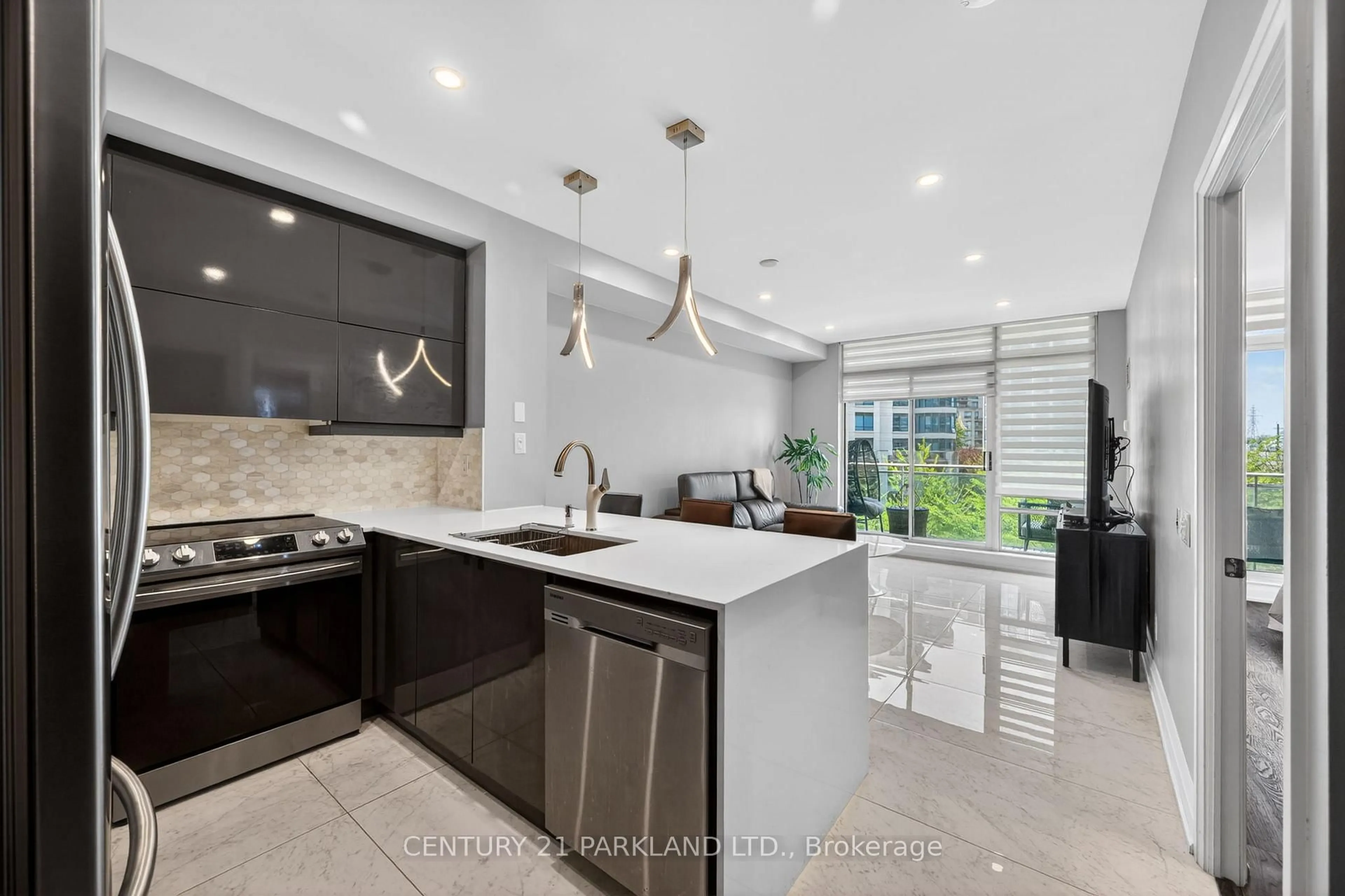 Contemporary kitchen, ceramic/tile floor for 5 Marine Parade Dr #411, Toronto Ontario M8V 4B4