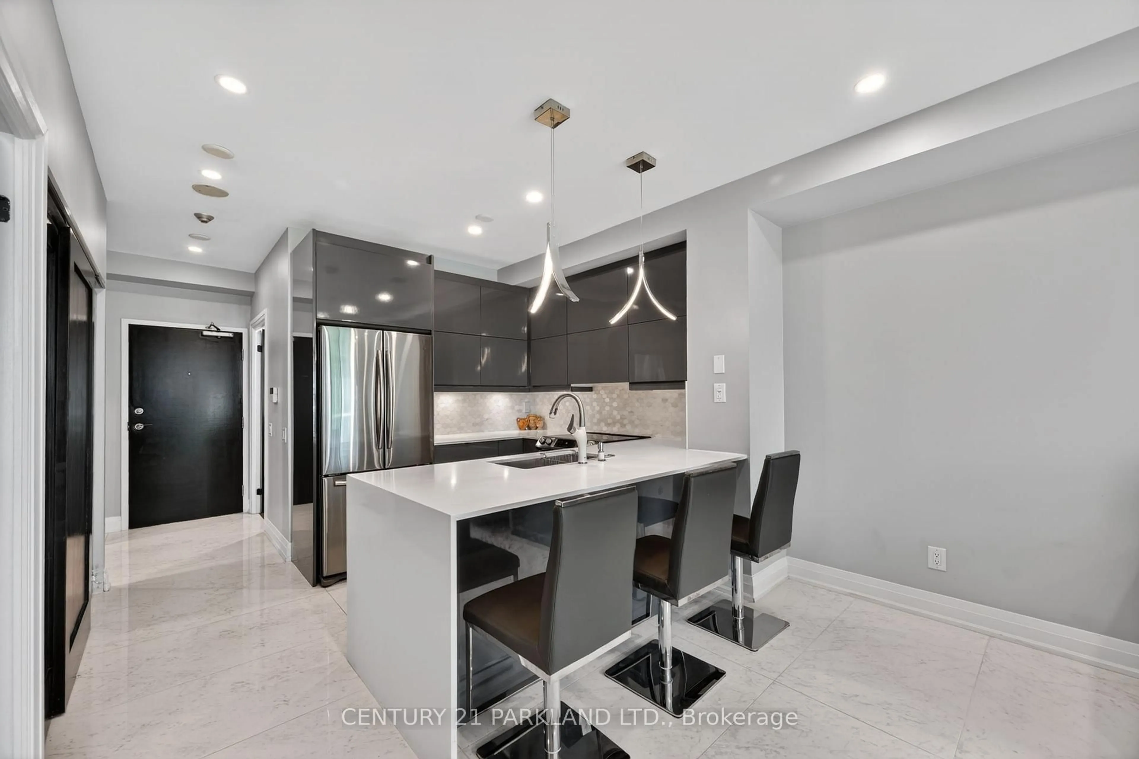 Contemporary kitchen, ceramic/tile floor for 5 Marine Parade Dr #411, Toronto Ontario M8V 4B4