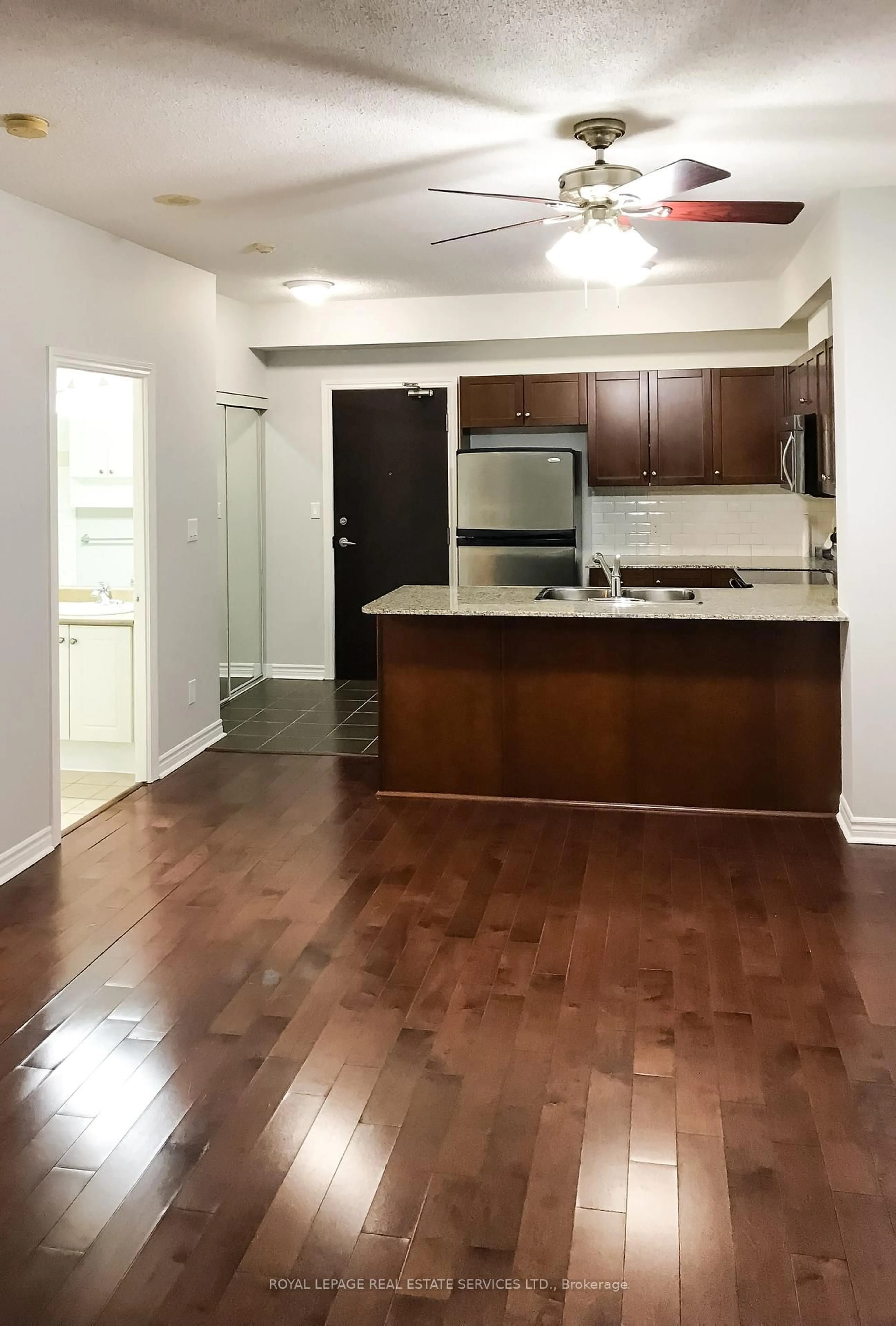 Open concept kitchen, wood/laminate floor for 3504 Hurontario St #803, Mississauga Ontario L5B 0B9