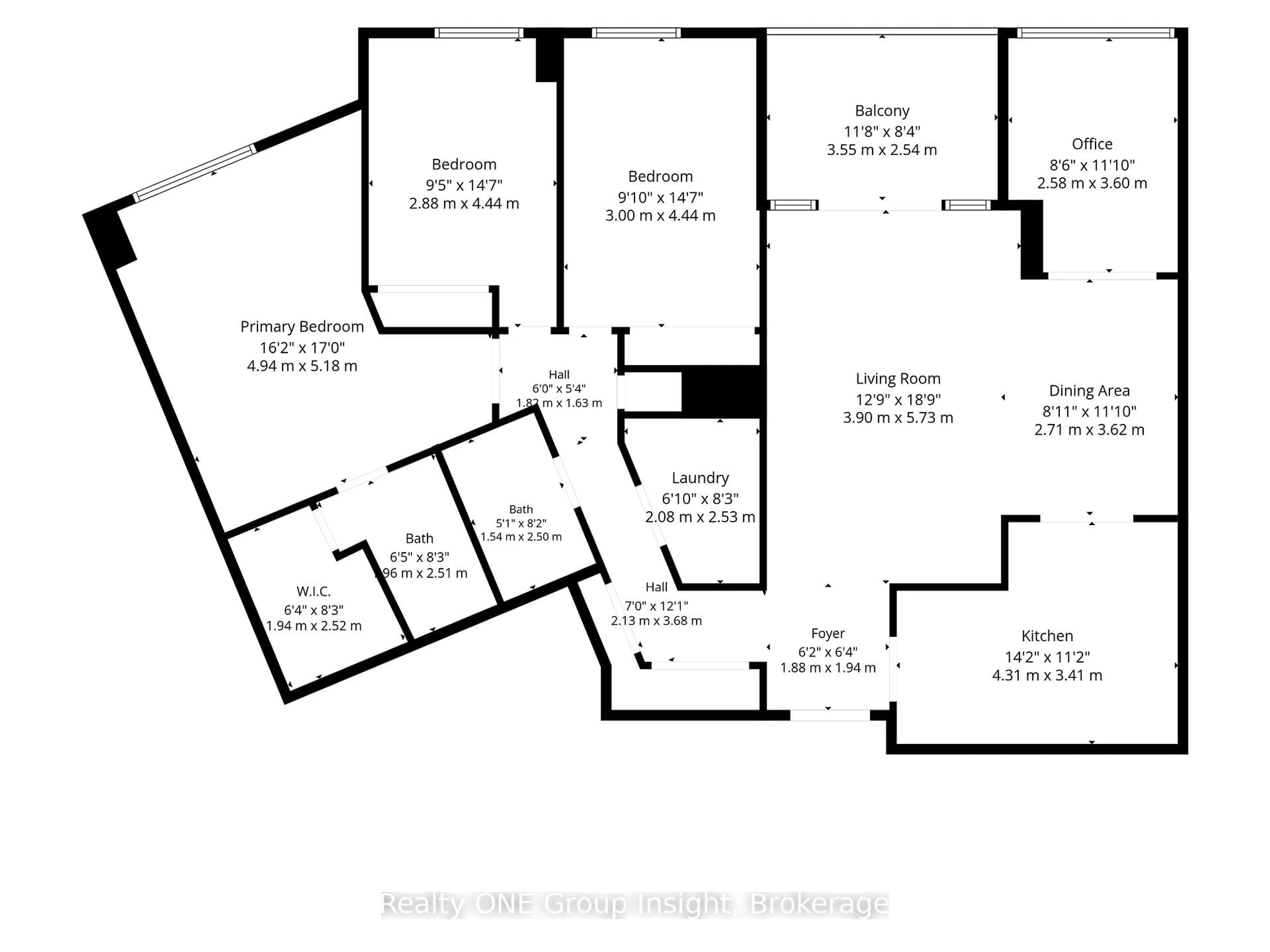 Floor plan for 625 The West Mall #1105, Toronto Ontario M9C 4W9