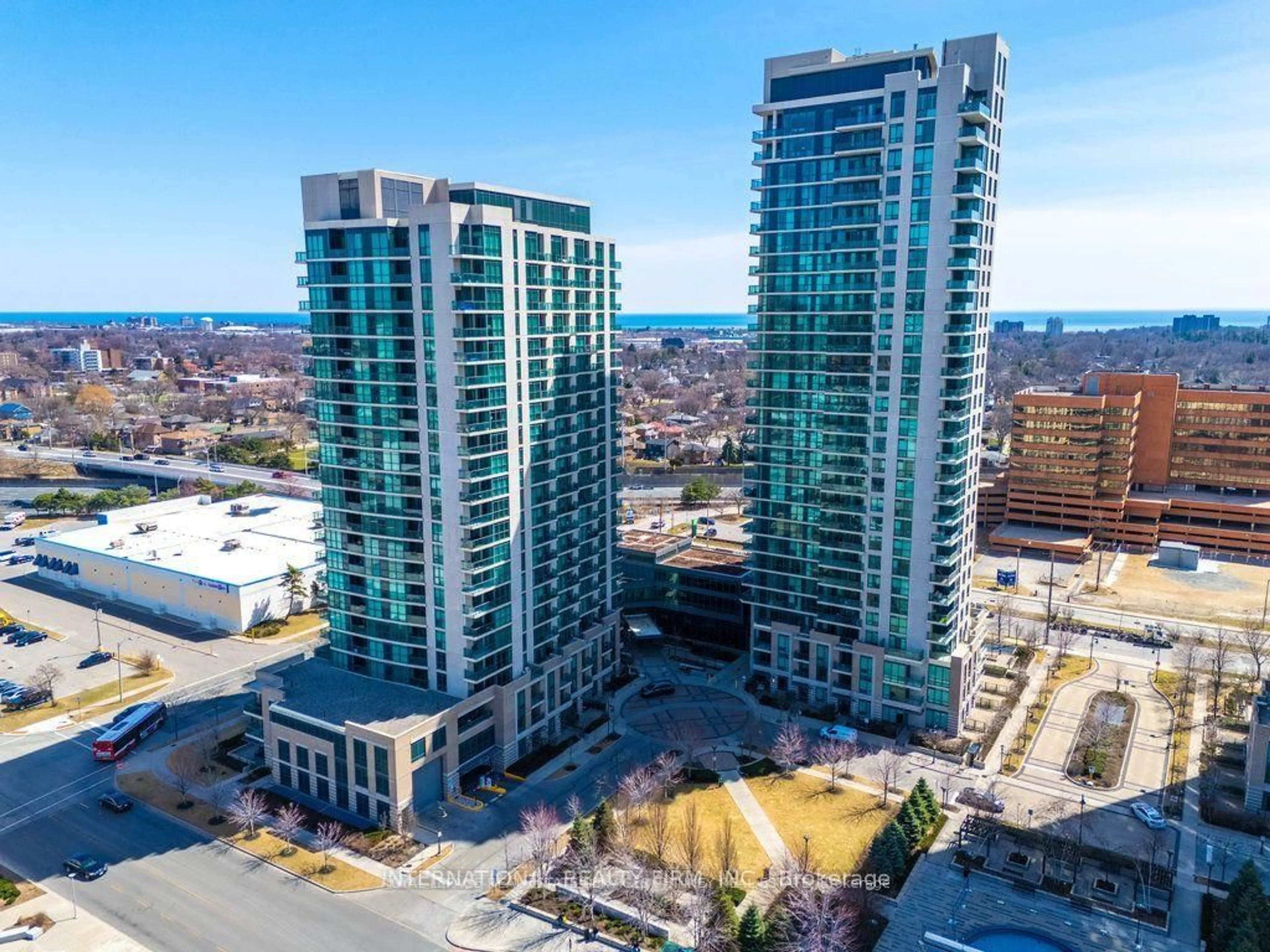 A pic from outside/outdoor area/front of a property/back of a property/a pic from drone, city buildings view from balcony for 205 Sherway Gardens Rd #401, Toronto Ontario M9C 0A5