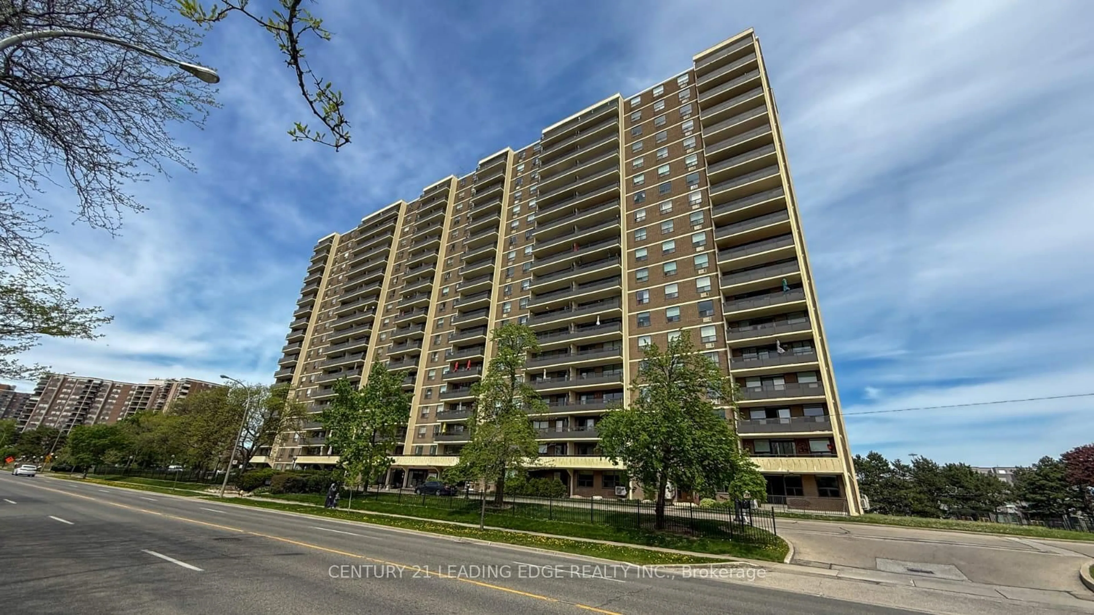 A pic from outside/outdoor area/front of a property/back of a property/a pic from drone, street for 511 The West Mall Rd #1908, Toronto Ontario M9C 1G5