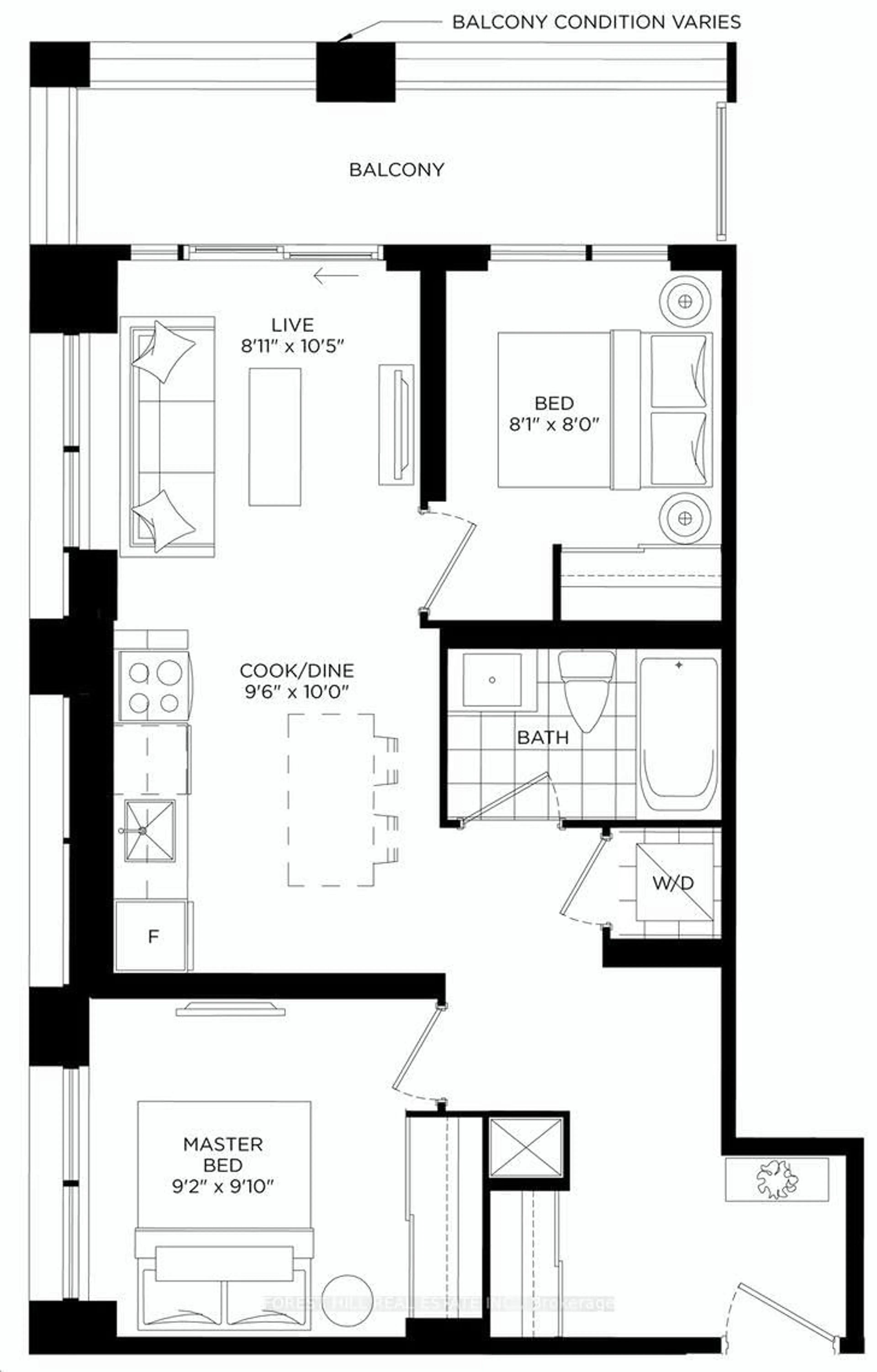 Floor plan for 270 dufferin St #418, Toronto Ontario M6C 1A7