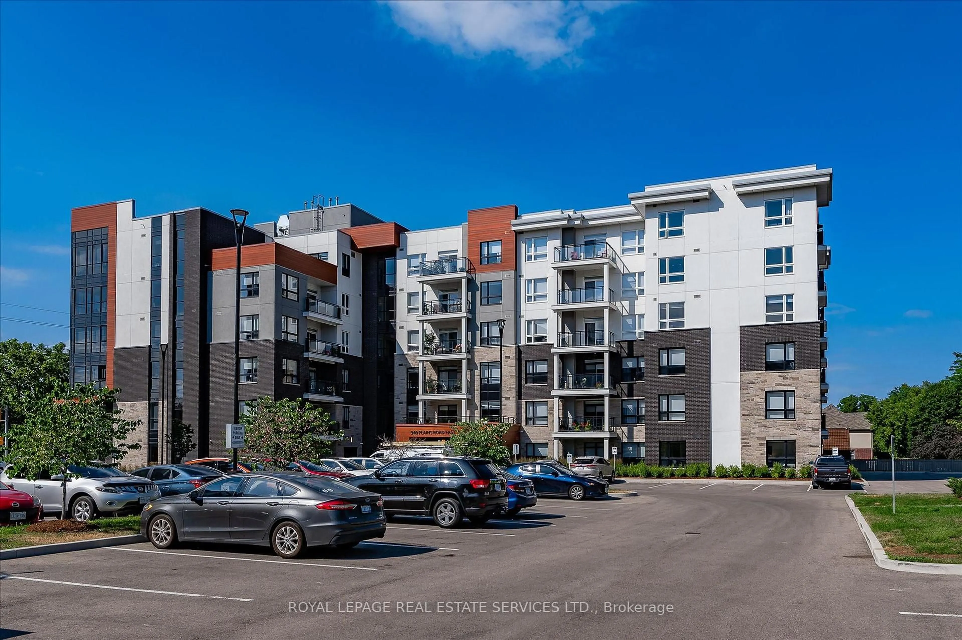 A pic from outside/outdoor area/front of a property/back of a property/a pic from drone, street for 340 Plains Rd #504, Burlington Ontario L7T 0C2