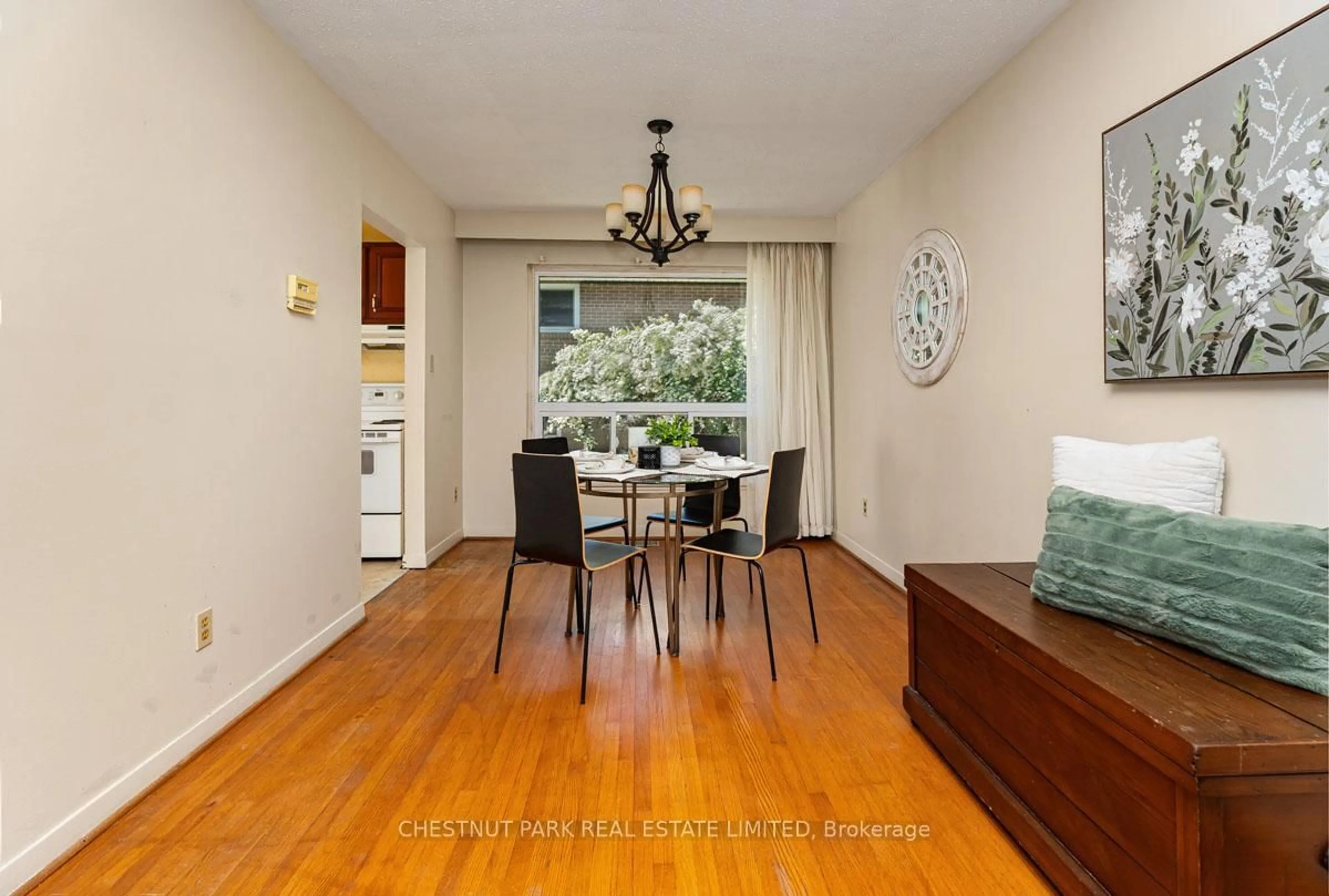 Dining room, wood/laminate floor for 14 Vanderbrent Cres, Toronto Ontario M9R 3W8
