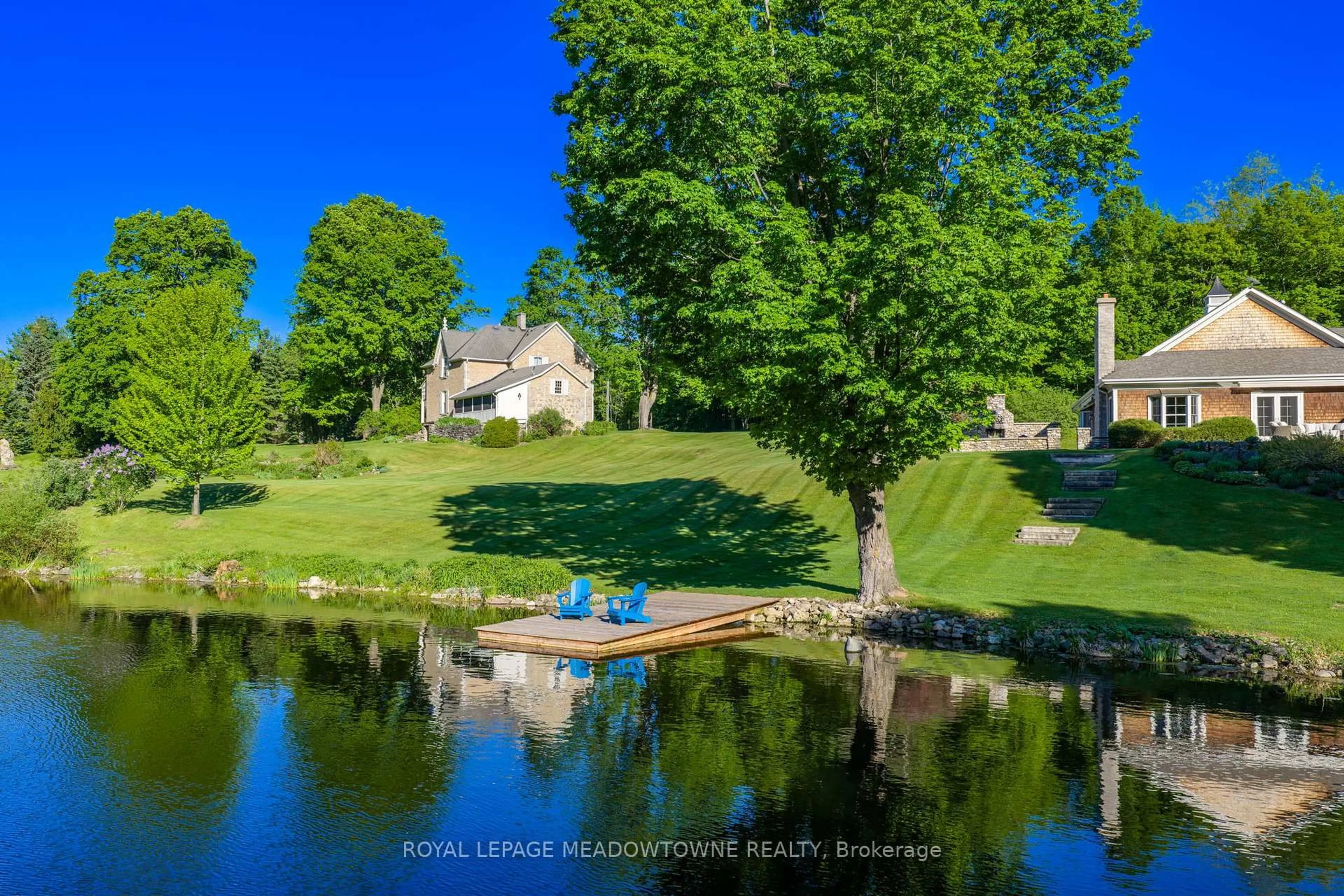 A pic from outside/outdoor area/front of a property/back of a property/a pic from drone, water/lake/river/ocean view for 14249 Tenth Line, Halton Hills Ontario L7G 4S8