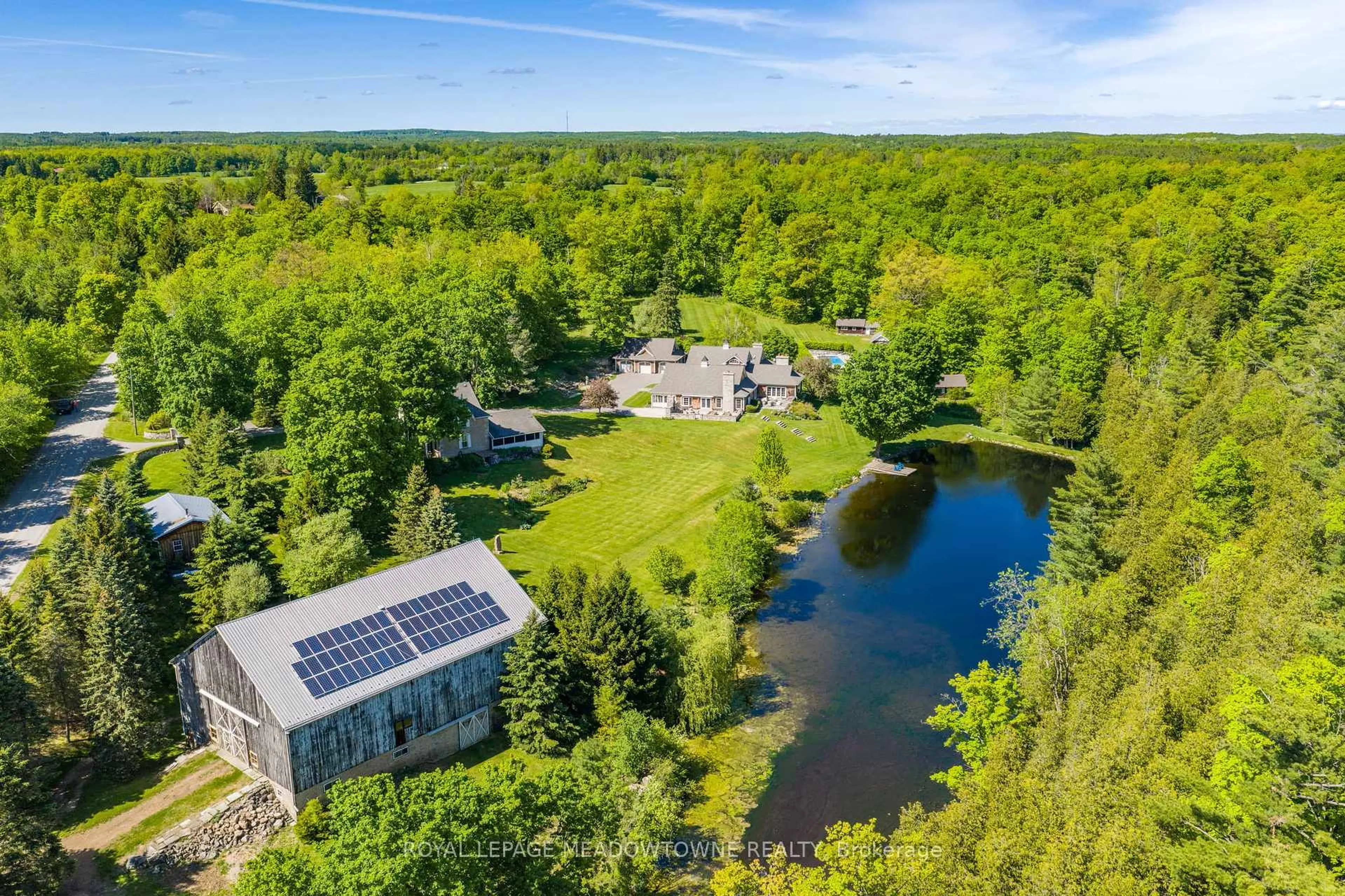 A pic from outside/outdoor area/front of a property/back of a property/a pic from drone, water/lake/river/ocean view for 14249 Tenth Line, Halton Hills Ontario L7G 4S8