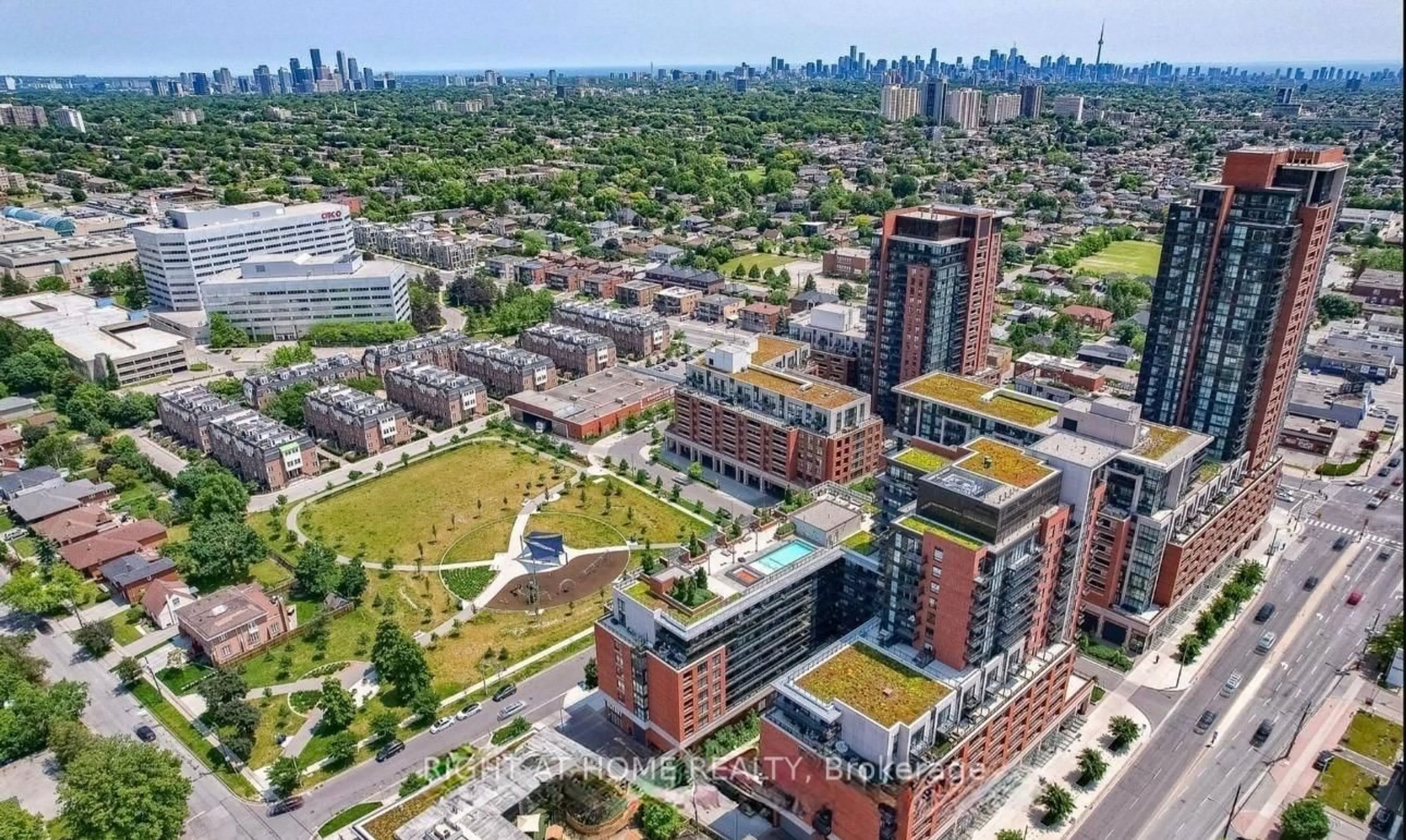 A pic from outside/outdoor area/front of a property/back of a property/a pic from drone, city buildings view from balcony for 3091 Dufferin St #608, Toronto Ontario M6A 0C4