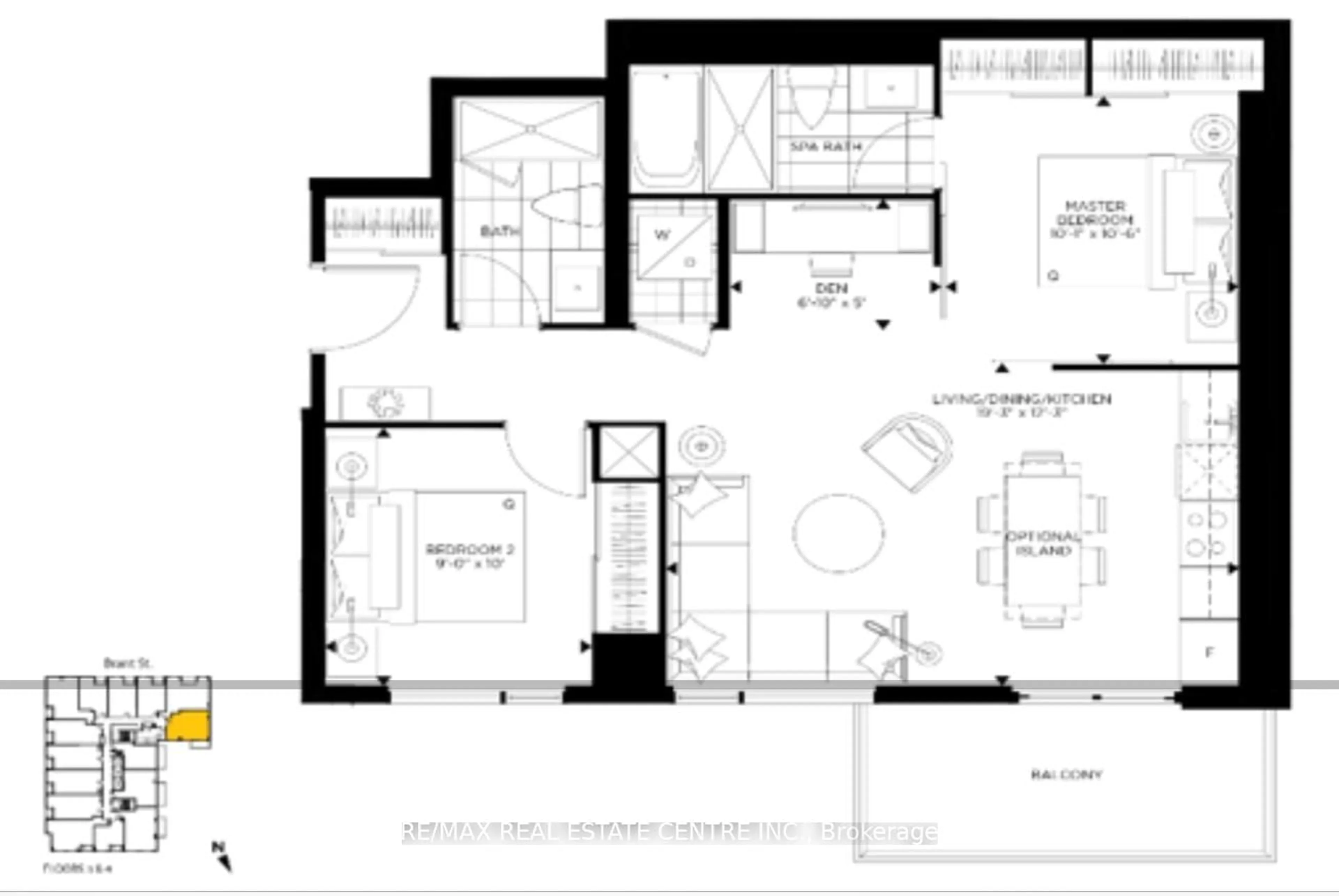 Floor plan for 2007 James St #414, Burlington Ontario L7R 0G7