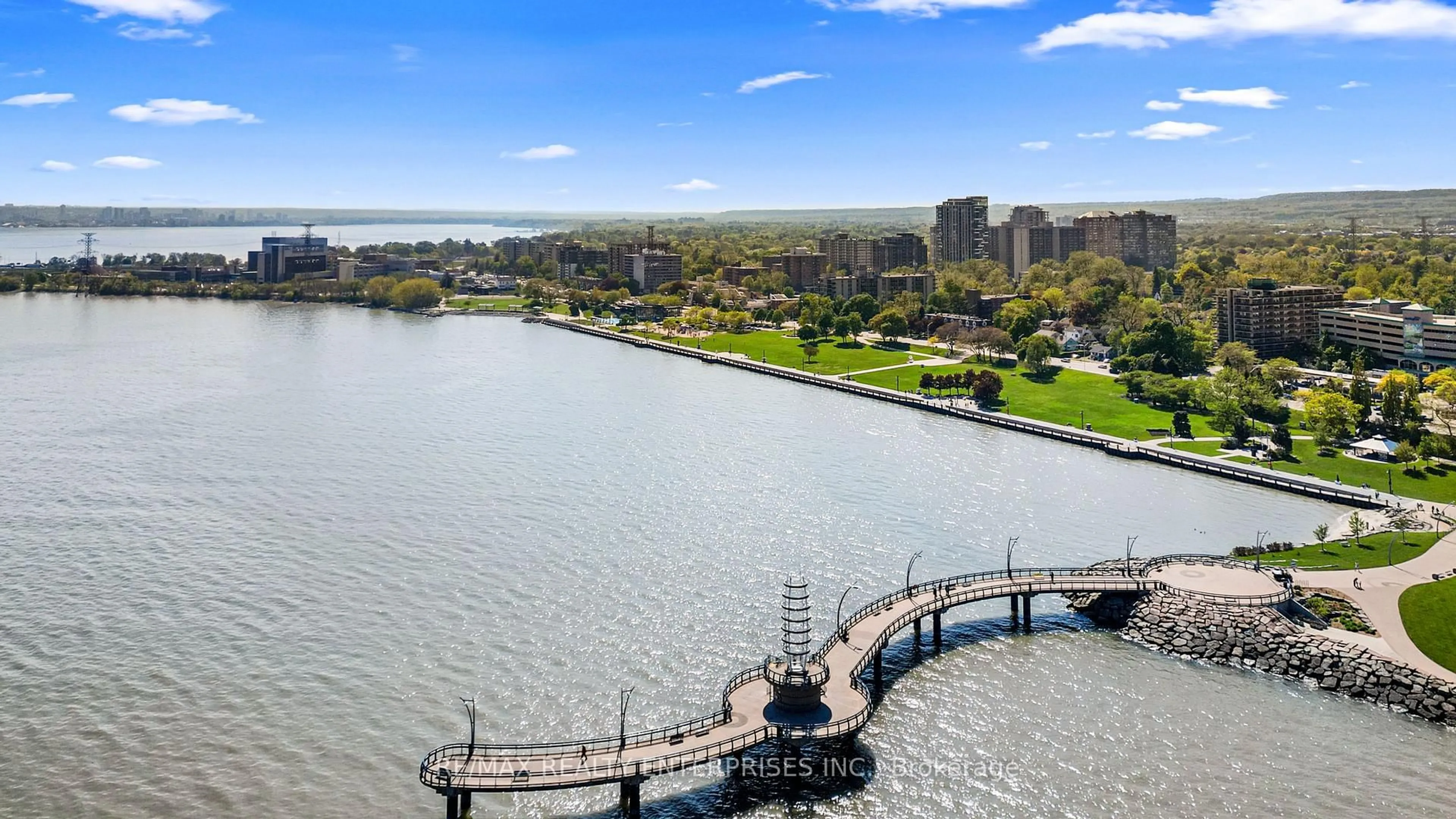 A pic from outside/outdoor area/front of a property/back of a property/a pic from drone, water/lake/river/ocean view for 2060 Lakeshore Rd #505, Burlington Ontario L7R 5A1