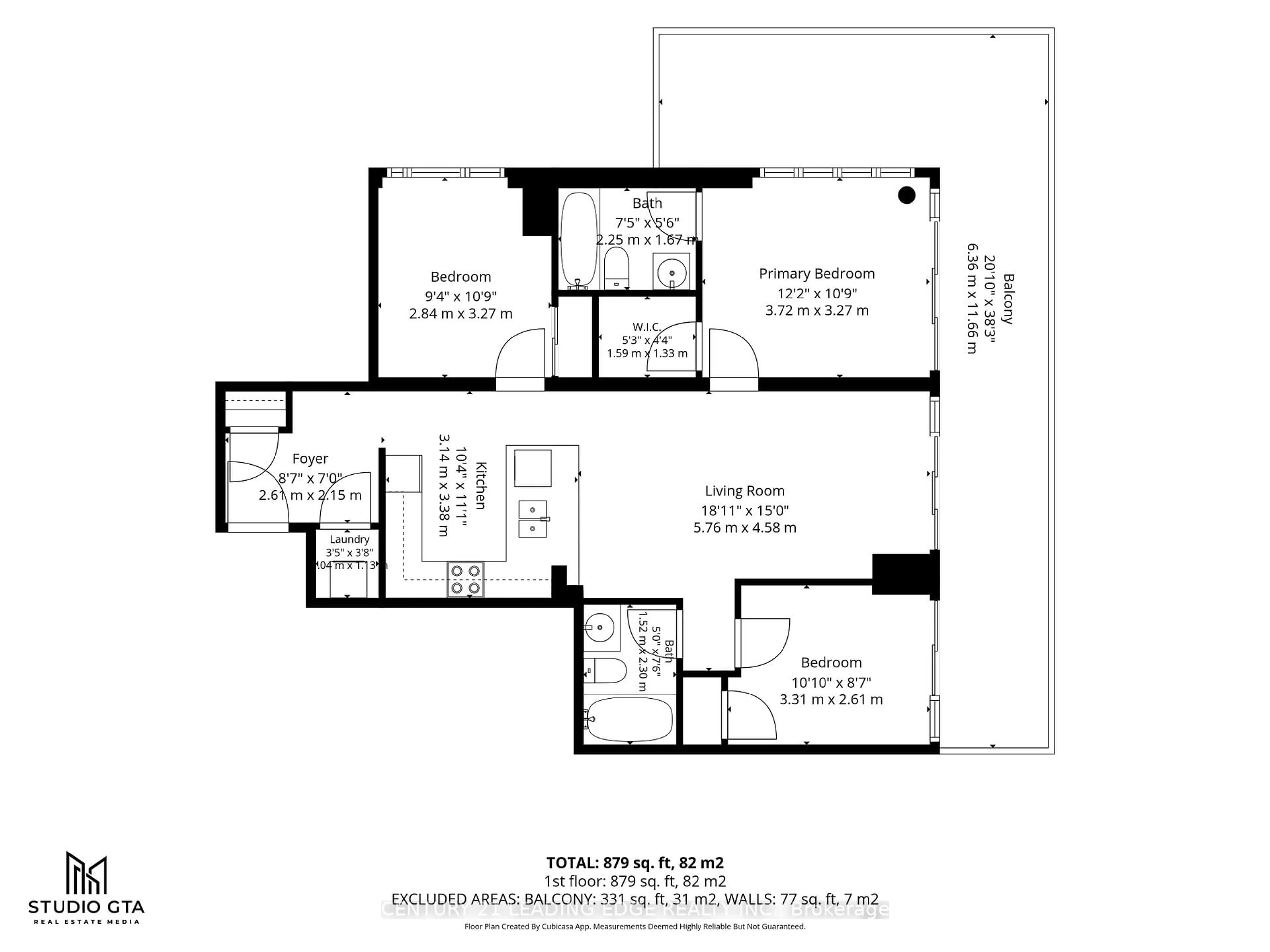 Floor plan for 1040 The Queensway #710, Toronto Ontario M8Z 0A7