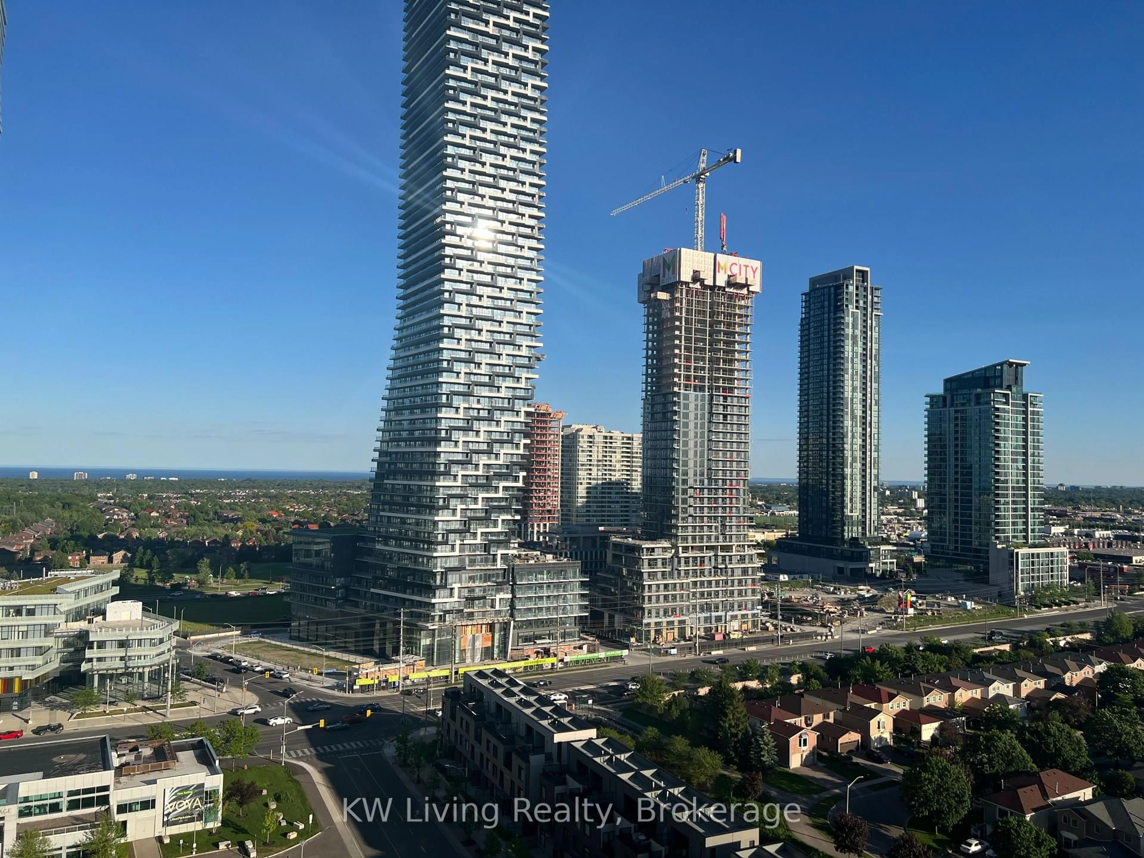 A pic from outside/outdoor area/front of a property/back of a property/a pic from drone, city buildings view from balcony for 4055 Parkside Village Dr #1719, Mississauga Ontario L5B 0K8