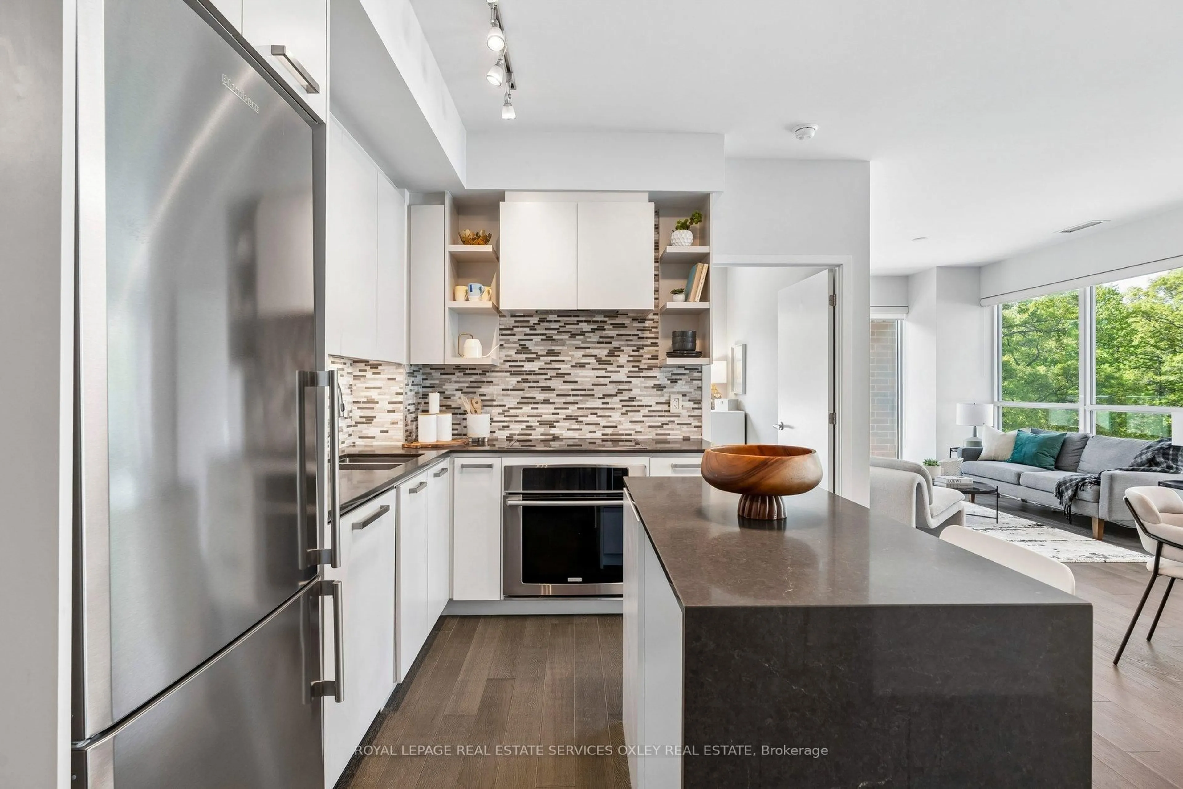Contemporary kitchen, ceramic/tile floor for 1830 Bloor St #312, Toronto Ontario M6P 0A2