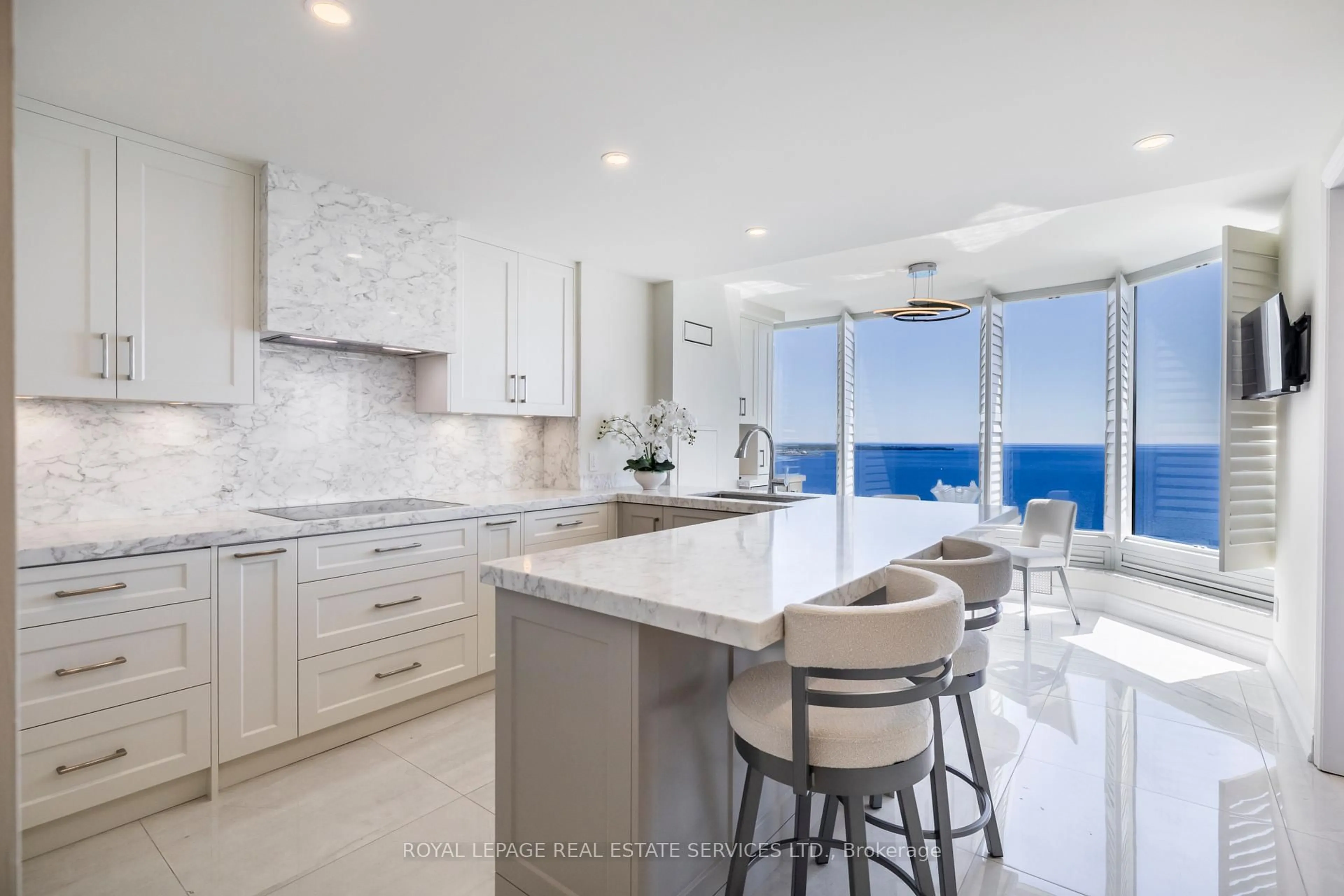 Contemporary kitchen, ceramic/tile floor for 1 Palace Pier Crt #4006, Toronto Ontario M8V 3W9